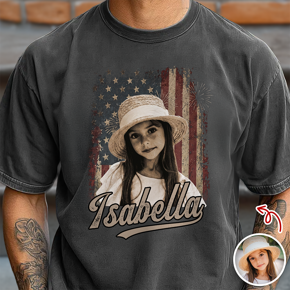 Custom Photo Kids Patriotic Vintage American Flag Comfort Shirt TH10 170245