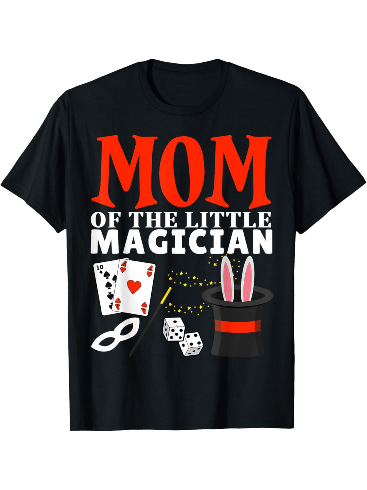Mom of the Little Magician Vintage Printed T-Shirt - Men's Casual Comfortable Short-Sleeved Top for Everyday Activities, Summer Birthday Party Gift, Youngsters Magic Theme, Humor