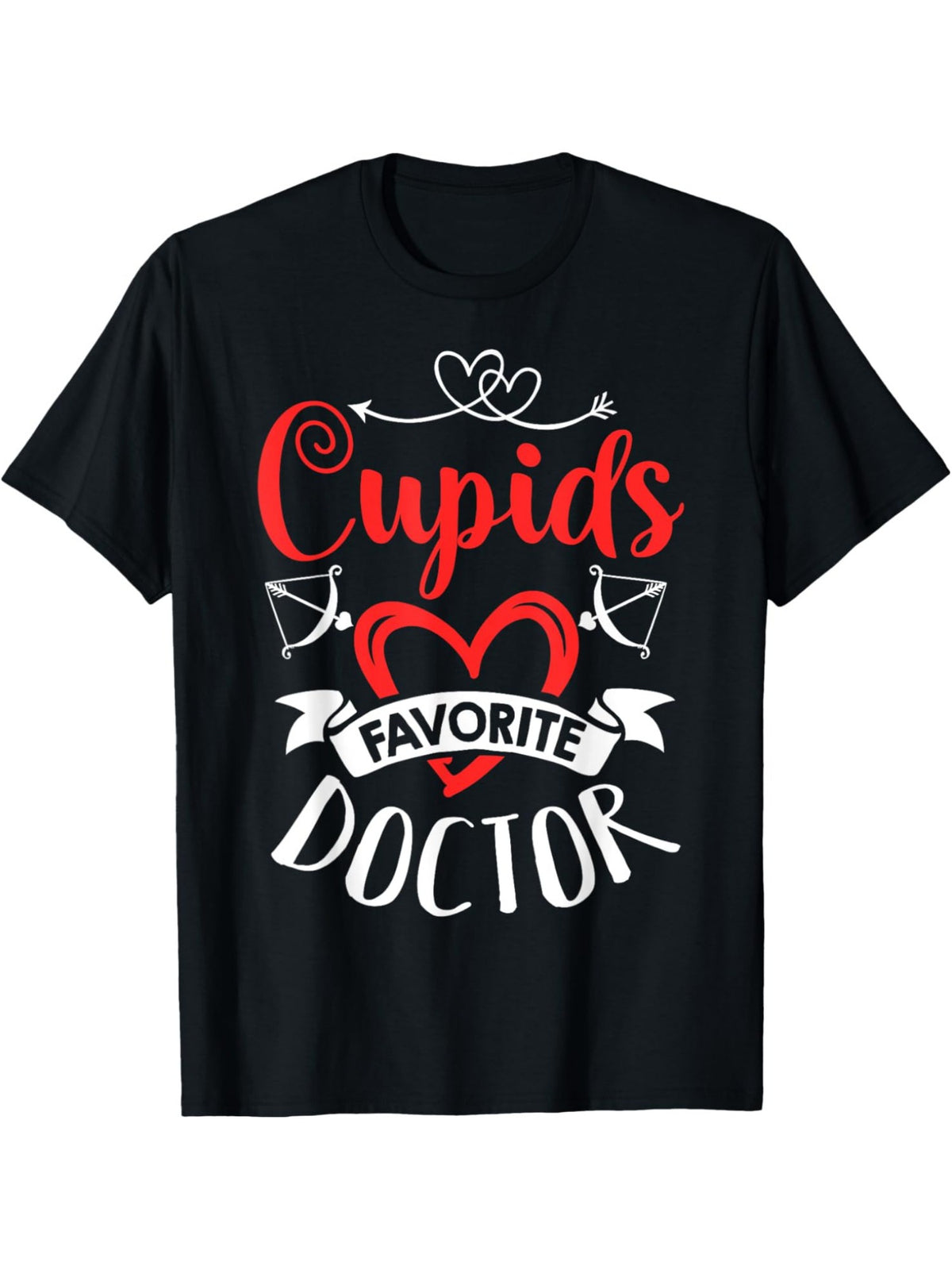 Men's "Cupid's Favorite Doctor" Valentine's Day T-Shirt - Funny & Trendy, 100% Cotton, Comfortable Short-Sleeve Crew Neck Tee with Heart & Arrow Design, Ideal for Casual Attire & Gifts