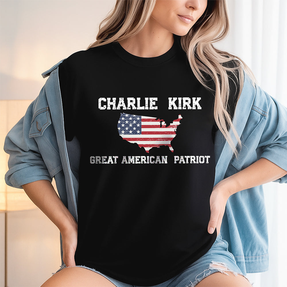 Charlie Kirk Great American Patriot Dark Shirt HA75 64428