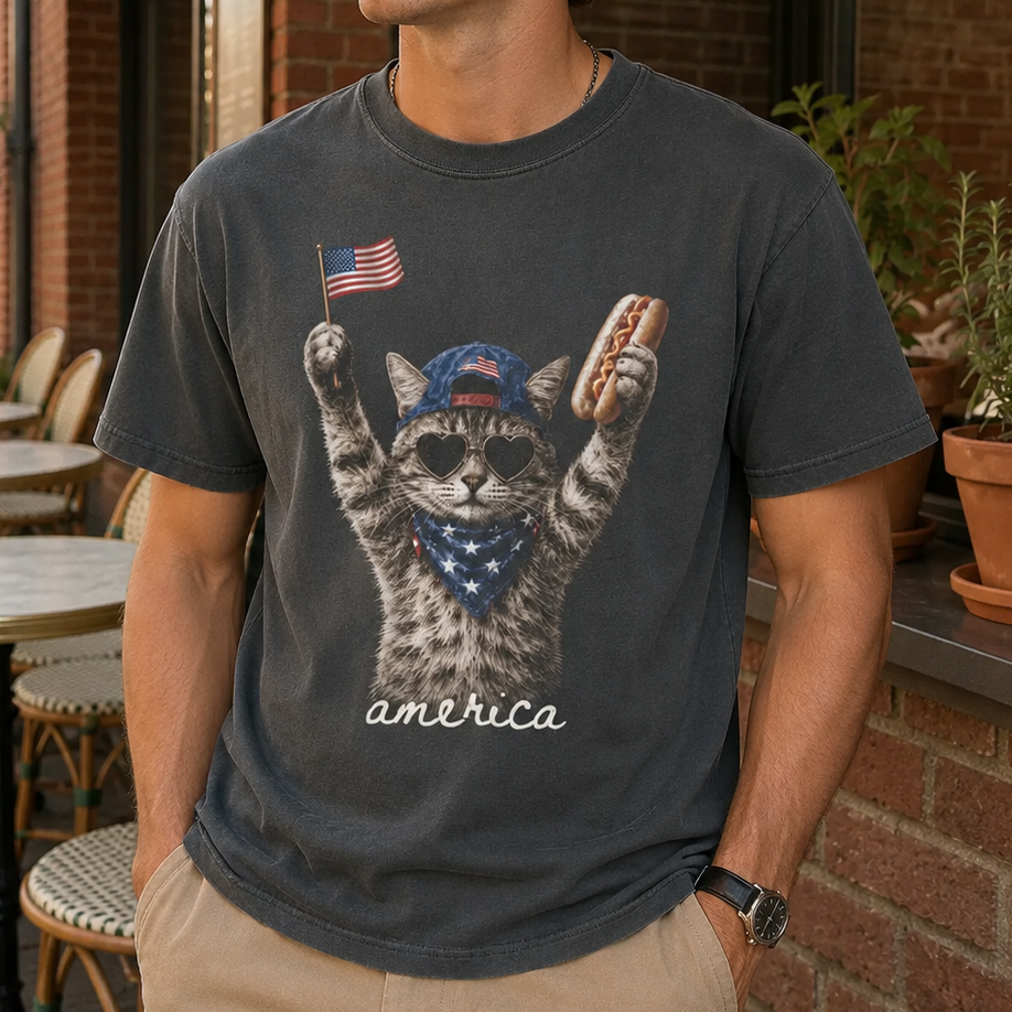Custom Cat Photo Patriotic 4th Of July Cat Comfort Colors Shirt Cat Lover Gift CH07 911892