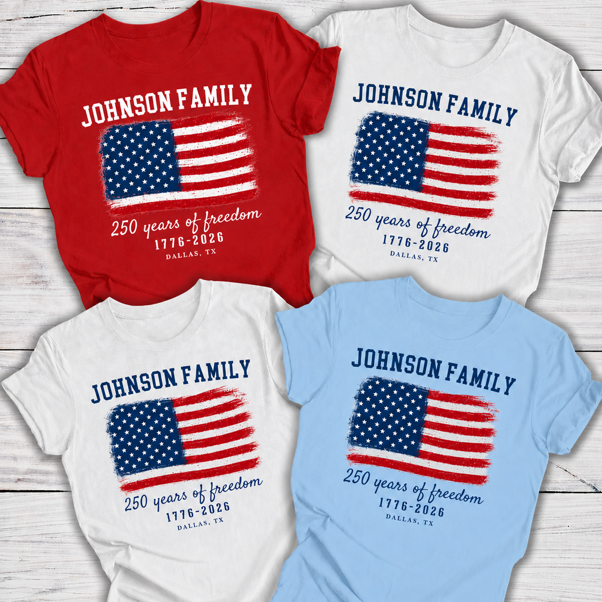 Custom Family Name 4th of July Shirt, Personalized 250 Years of Freedom America Tee CH07 911740