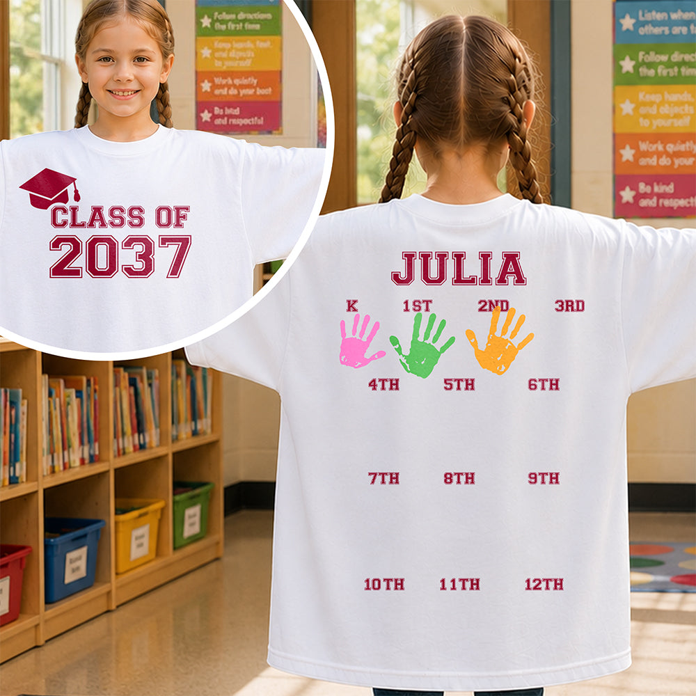 Personalized First Day of School Kids - Class Of Year Handprint Shirt, Grow with Me Graduation Bright Shirt HA75 921628