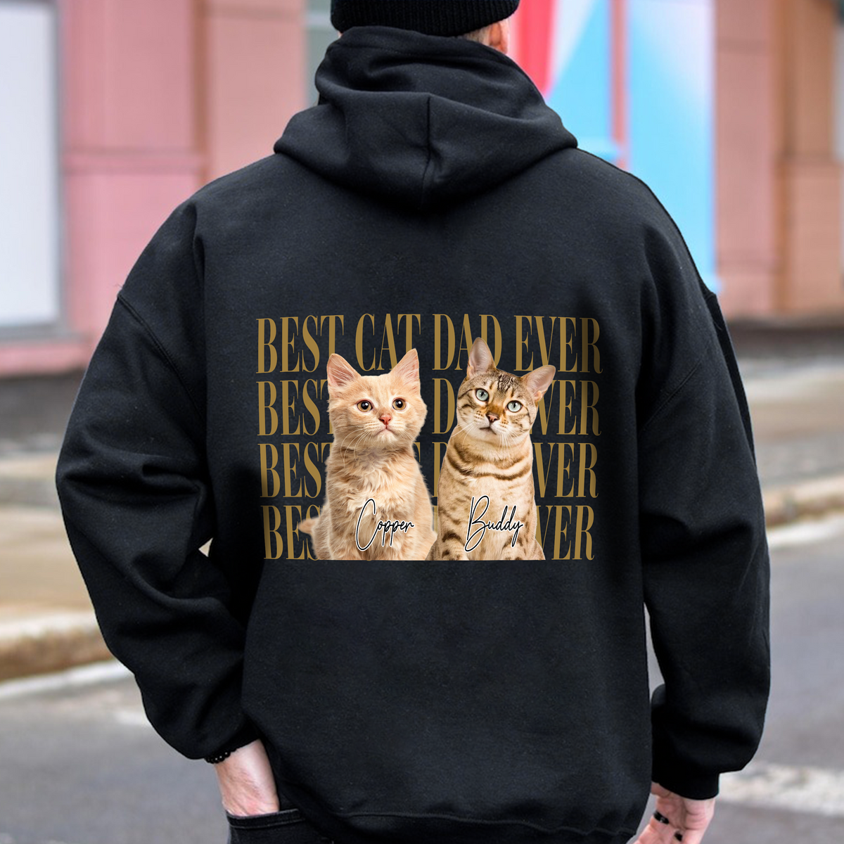 Custom Vintage Photo Best Dog Dad Ever, Best Cat Dad Ever Back Dark Shirt CH07 911538
