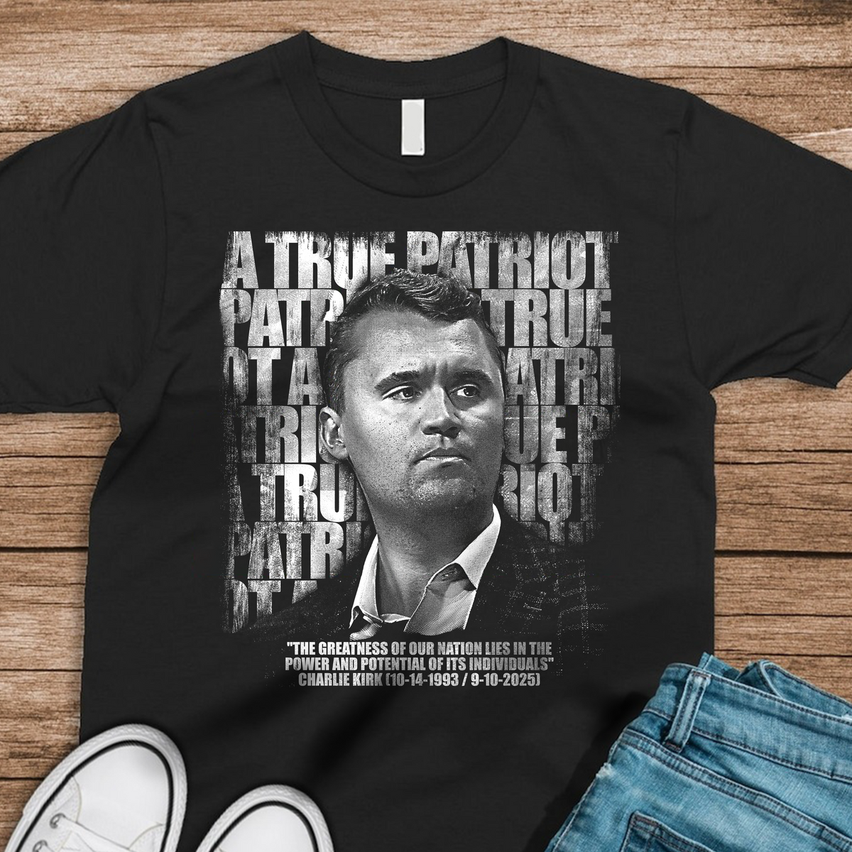 Charlie Kirk Memorial ¨C A True Patriot Tribute Remembrance Dark Shirt LM32 65525