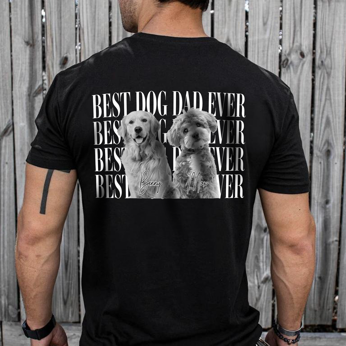 Custom Vintage Photo Best Dog Dad Ever, Best Cat Dad Ever Back Dark Shirt CH07 911538