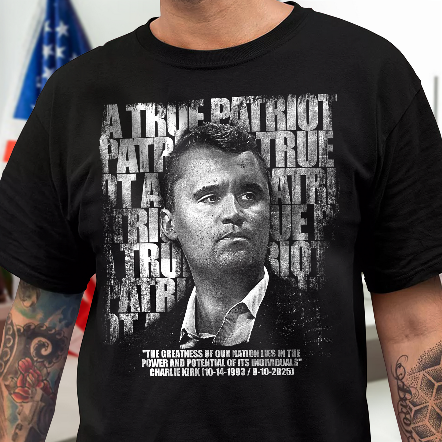 Charlie Kirk Memorial ¨C A True Patriot Tribute Remembrance Dark Shirt LM32 65525