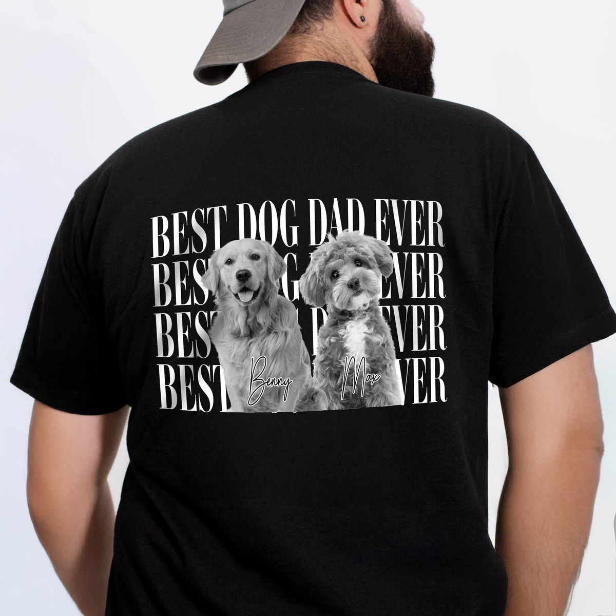 Custom Vintage Photo Best Dog Dad Ever, Best Cat Dad Ever Back Dark Shirt CH07 911538