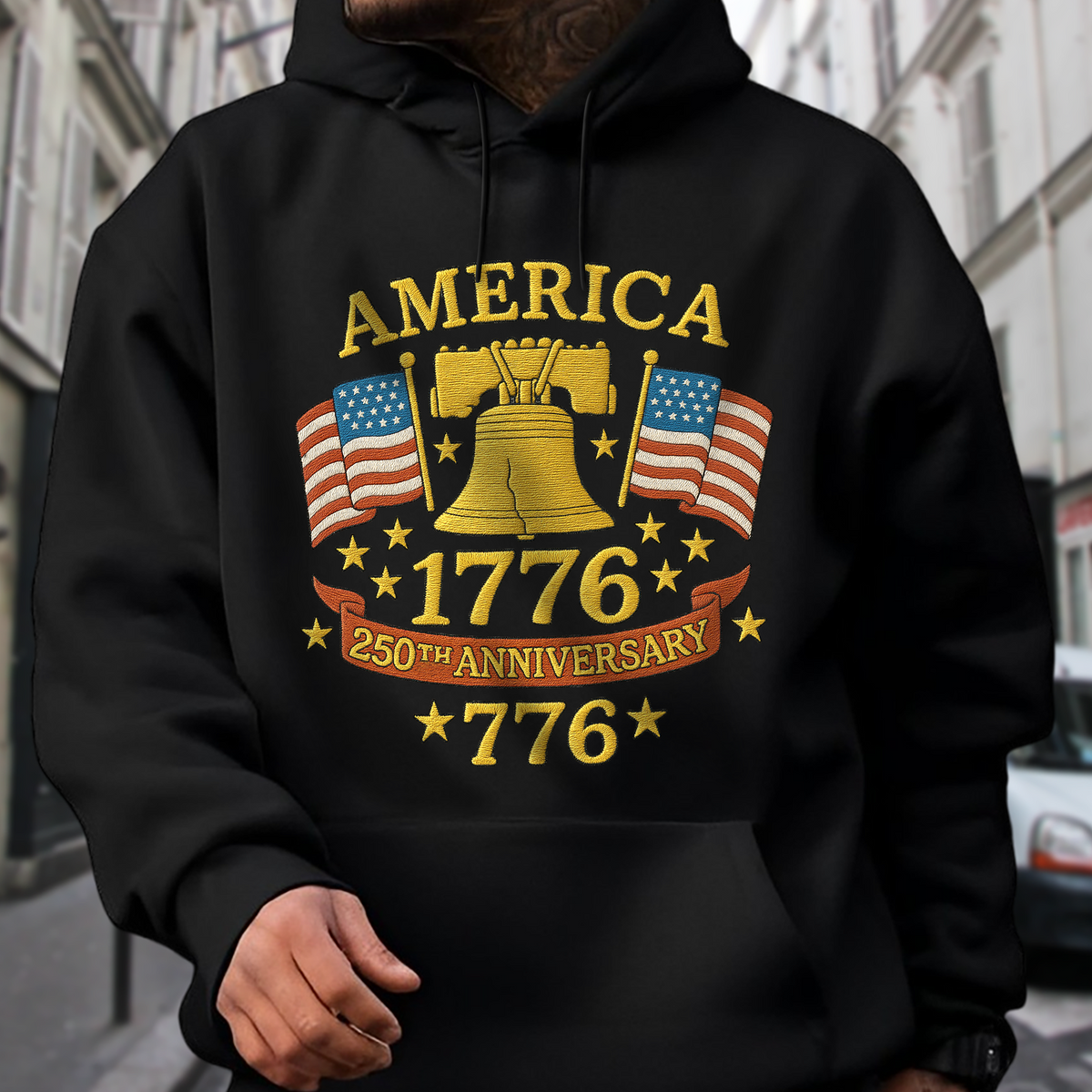 Anniversary Liberty Bell Embroidered Effect Dark Shirt America 250th Anniversary Shirt CH07 899188