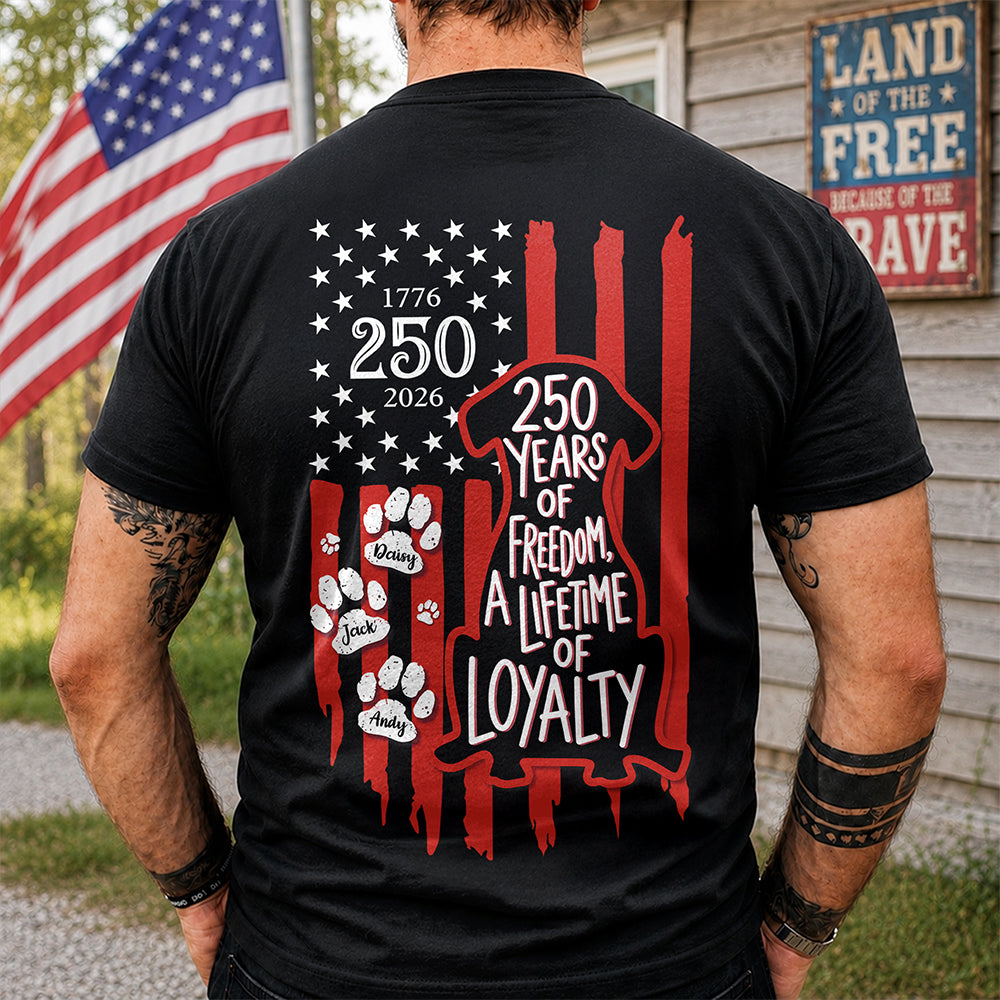 Celebrating 250 Years with My Best Friend | Patriotic Dog Dark Shirt Back HA75 921636