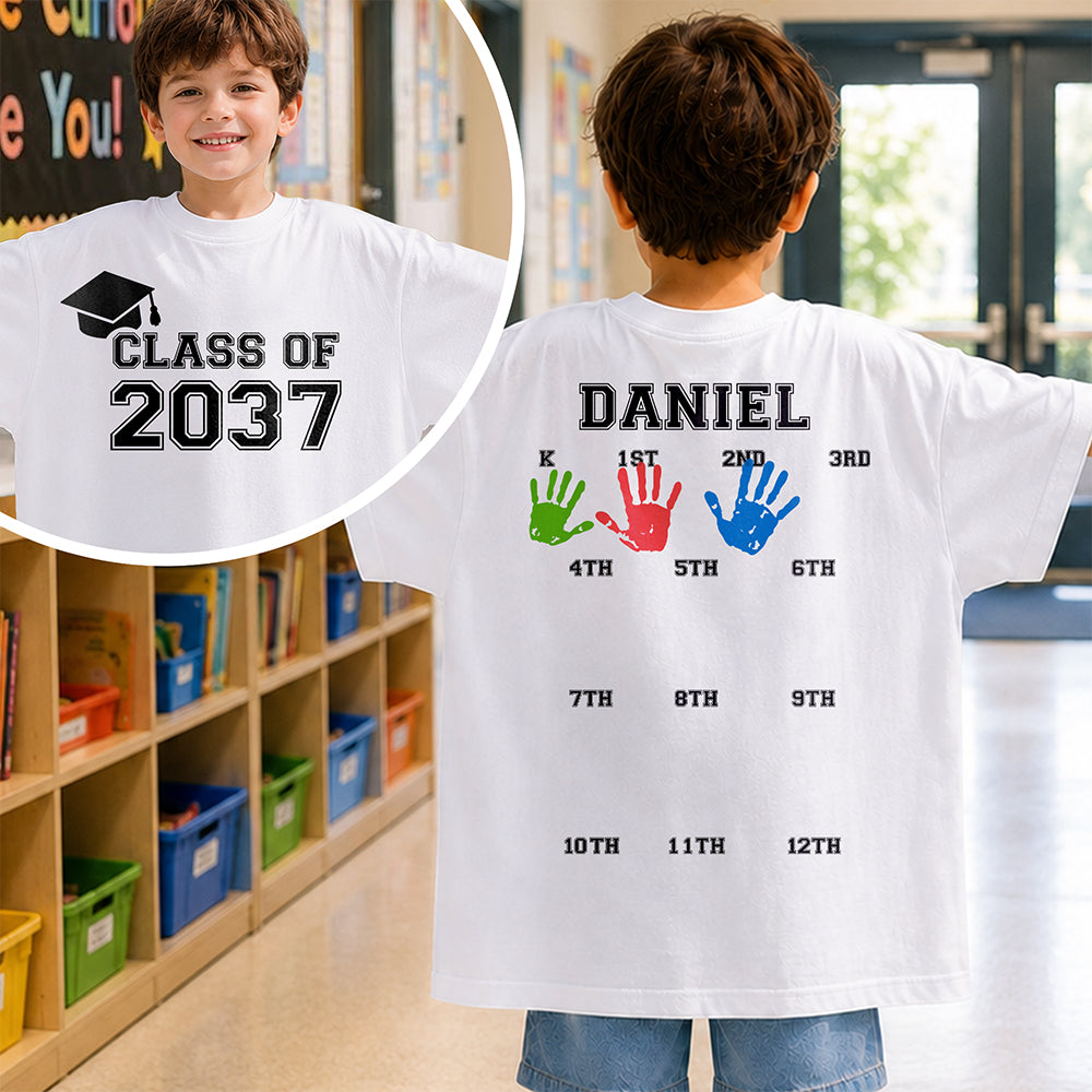 Personalized First Day of School Kids - Class Of Year Handprint Shirt, Grow with Me Graduation Bright Shirt HA75 921628