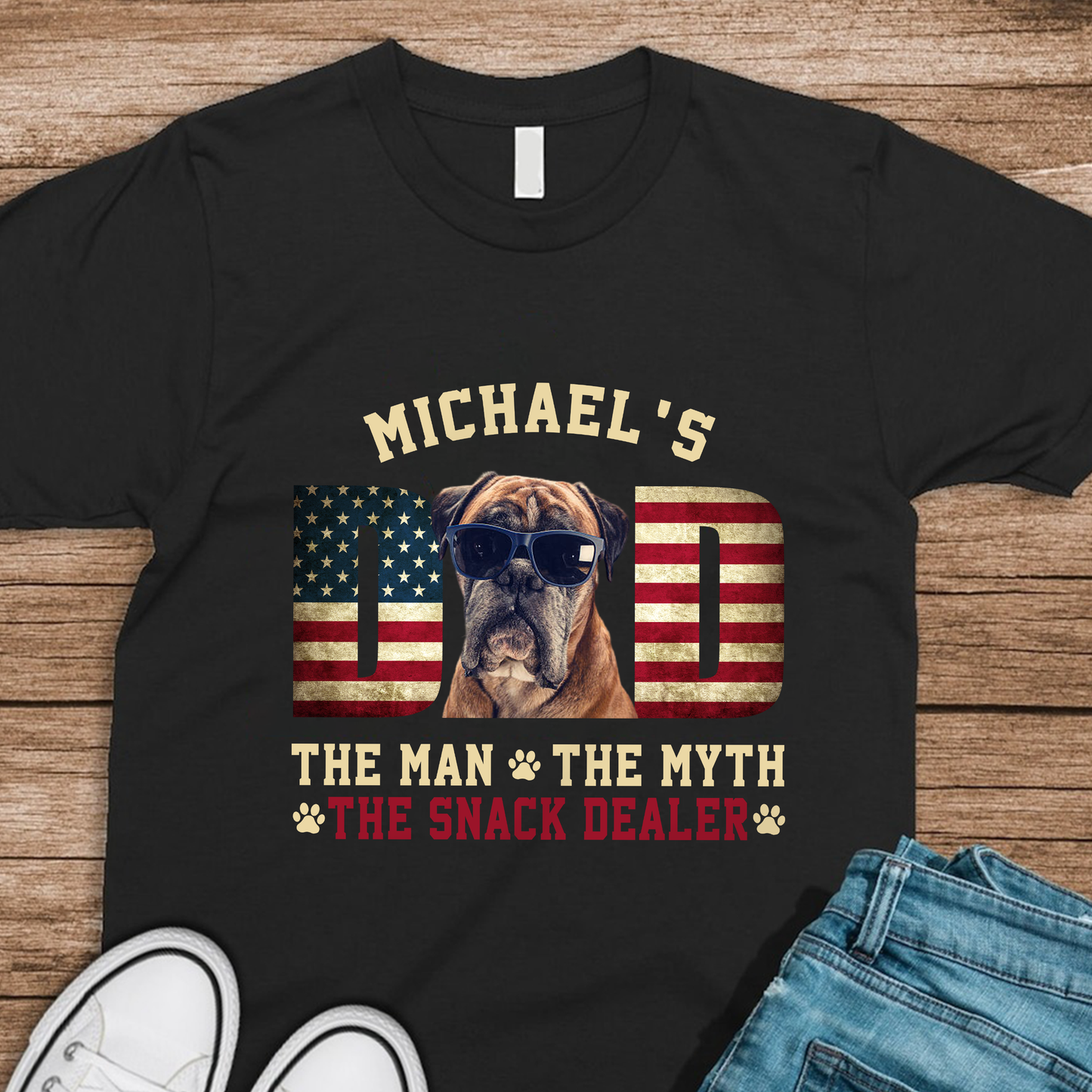 Custom Photo Dog - Dog's Dad The Man The Myth The Dealer American Flag Dad Shirt HA75 892946