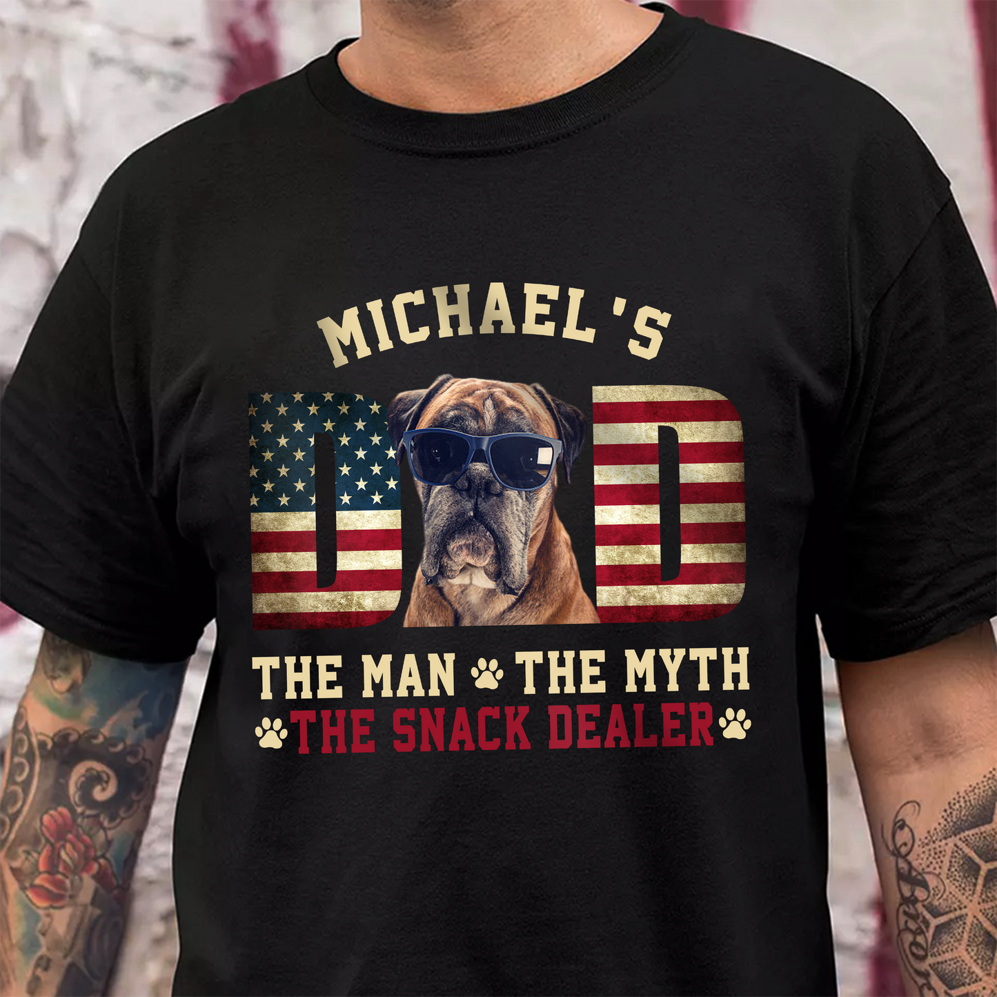 Custom Photo Dog - Dog's Dad The Man The Myth The Dealer American Flag Dad Shirt HA75 892946