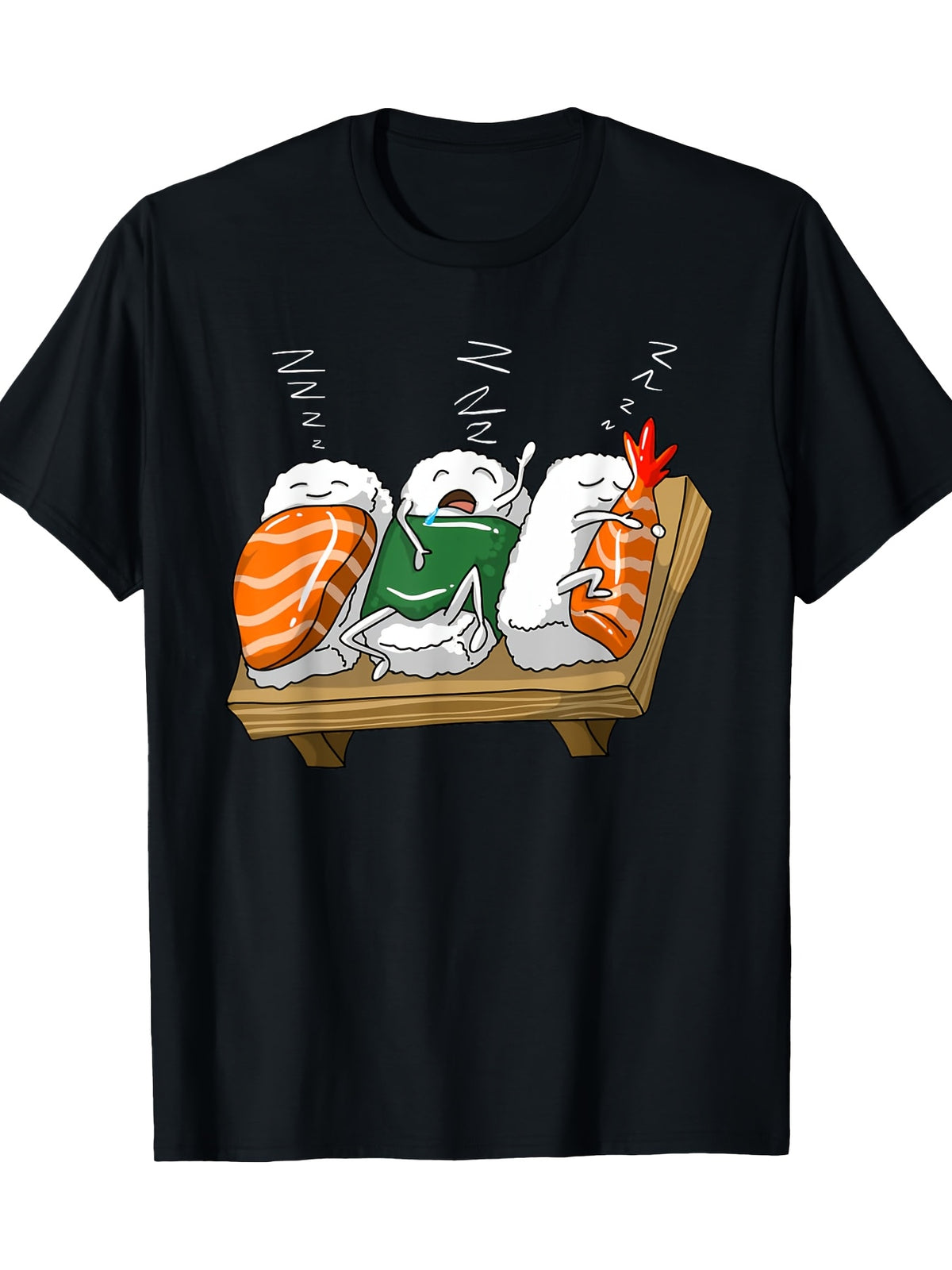 Funny Sleeping Sushi Roll Lover Pajama Party Cool Girl Gift 220gT-shirt 100% cotton