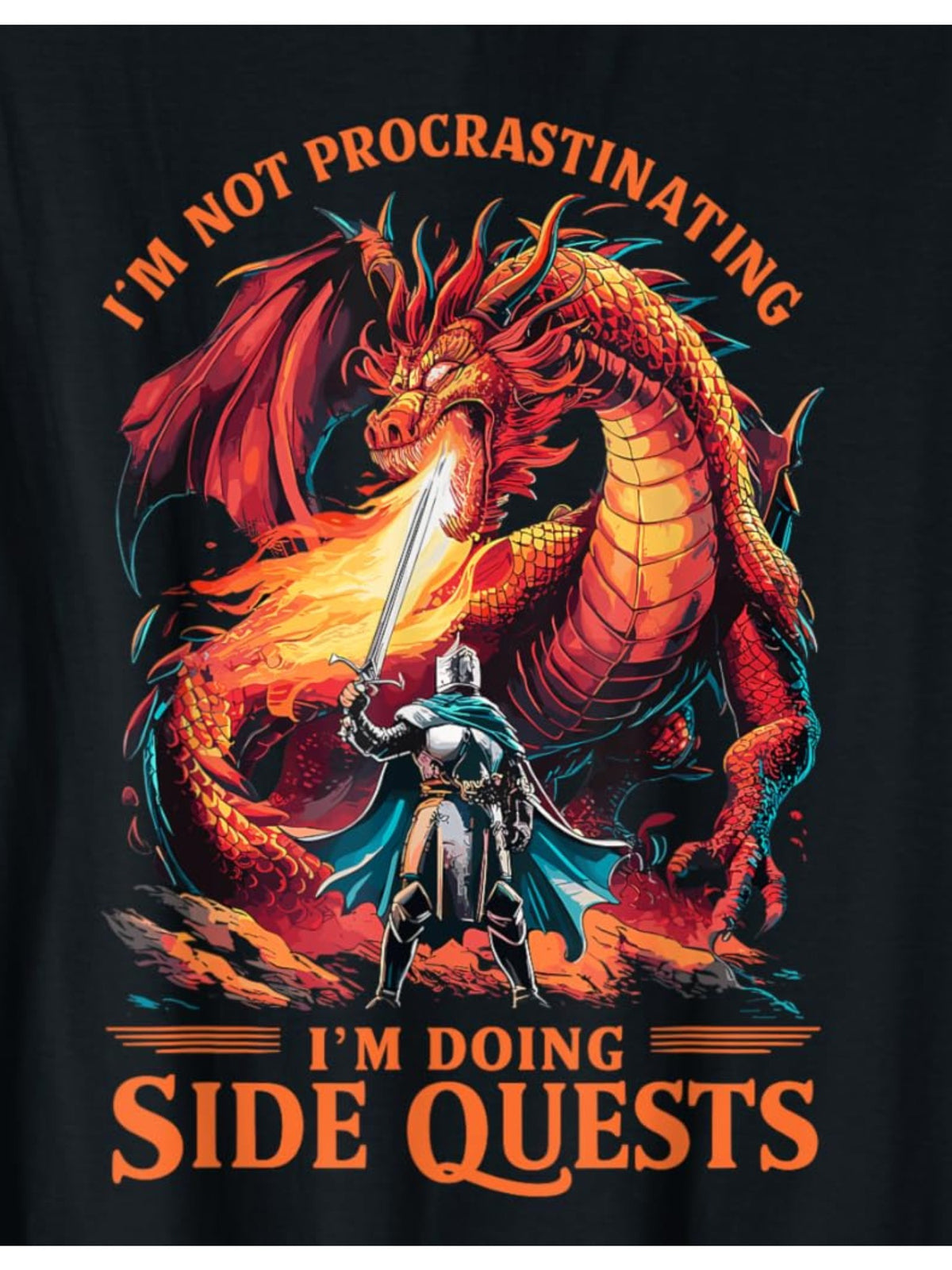 Men's 'I'm Not Procrastinating, I'm Doing Side Quests' Retro Printed T-Shirt - 100% Cotton, Comfortable Short-Sleeved Top for Daily Wear and Birthday Gift