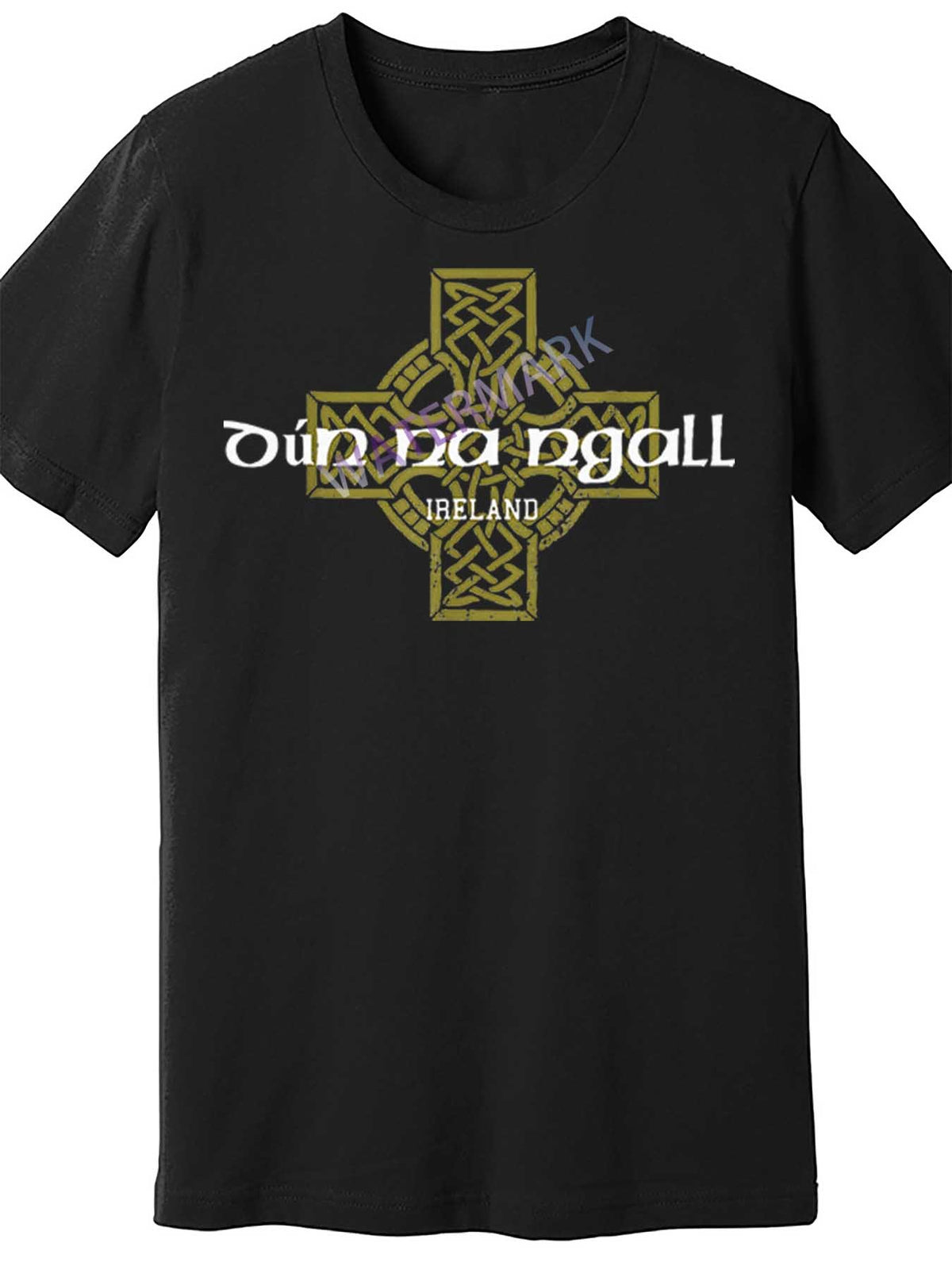 Men's Cotton T-Shirt | Dun Na Ngall Donegal Ireland Vintage Celtic Cross Design | Black, Round Neck, Short Sleeve | Casual Fit | All-Season Comfort | Machine Washable | 100% Cotton | Glossy Finish, Cotton T Shirts