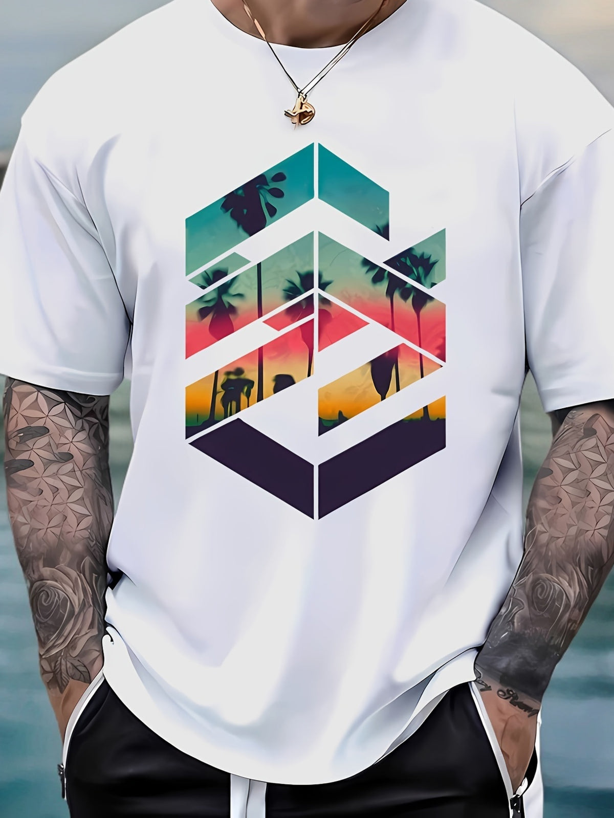 [Summer Short Sleeve Printed Tee] Men's summer short sleeve printed T-shirt