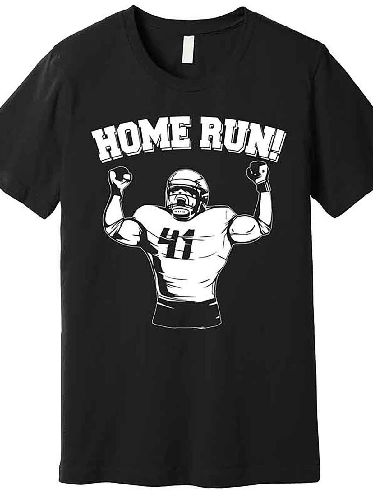 Men's Funny Football Player Home Run Graphic T-Shirt - Humorous Sports Design, Premium Soft Fabric, Regular Fit Casual Tee, Machine Washable Black Short Sleeve Shirt