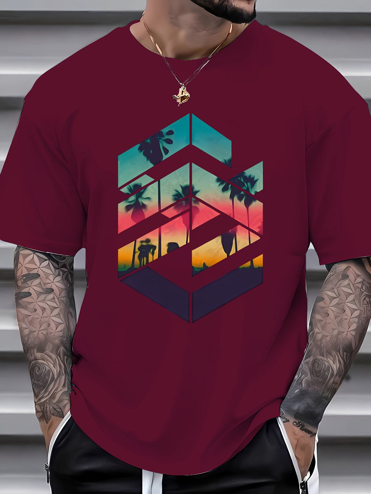[Summer Short Sleeve Printed Tee] Men's summer short sleeve printed T-shirt