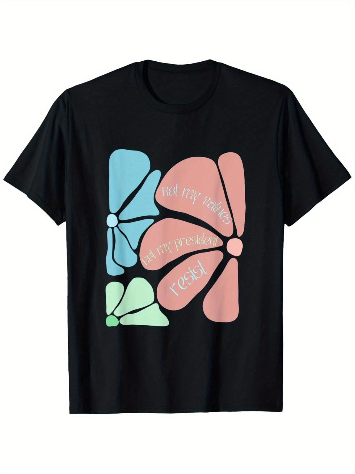 Subtle Boho Flowers Anti Trum p Liberal Protest Resist T-Shirt, Resist T Shirt, Comfy Casual Breathable Tops For Men'S Fitness Training, Jogging, Outdoor Activities Summer