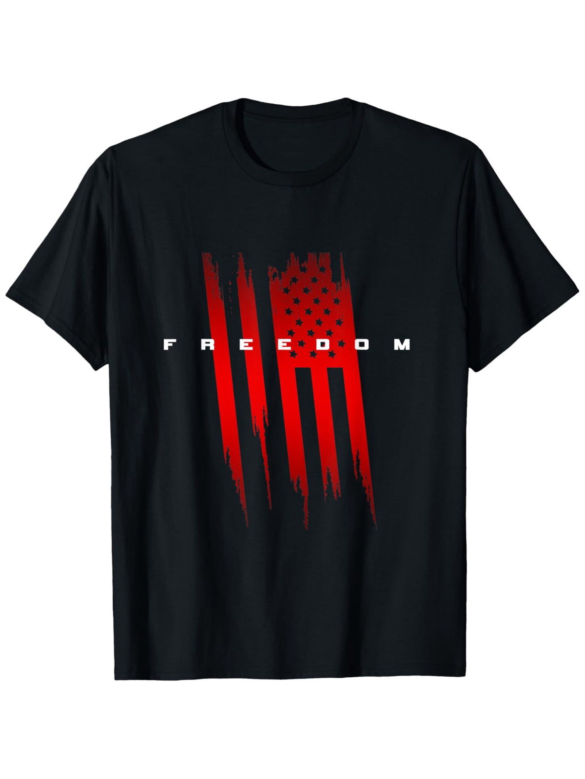 Men's Freedom American Flag Graphic T-Shirt, 100% Cotton Crewneck, Lightweight & Breathable, Black with Red Stripes & Stars Design, Sizes S-XXXL, Regular Fit for Daily Wear, Travel, and Fitness, Travel Clothing | Bold Statement Shirt | Breathable Fabric