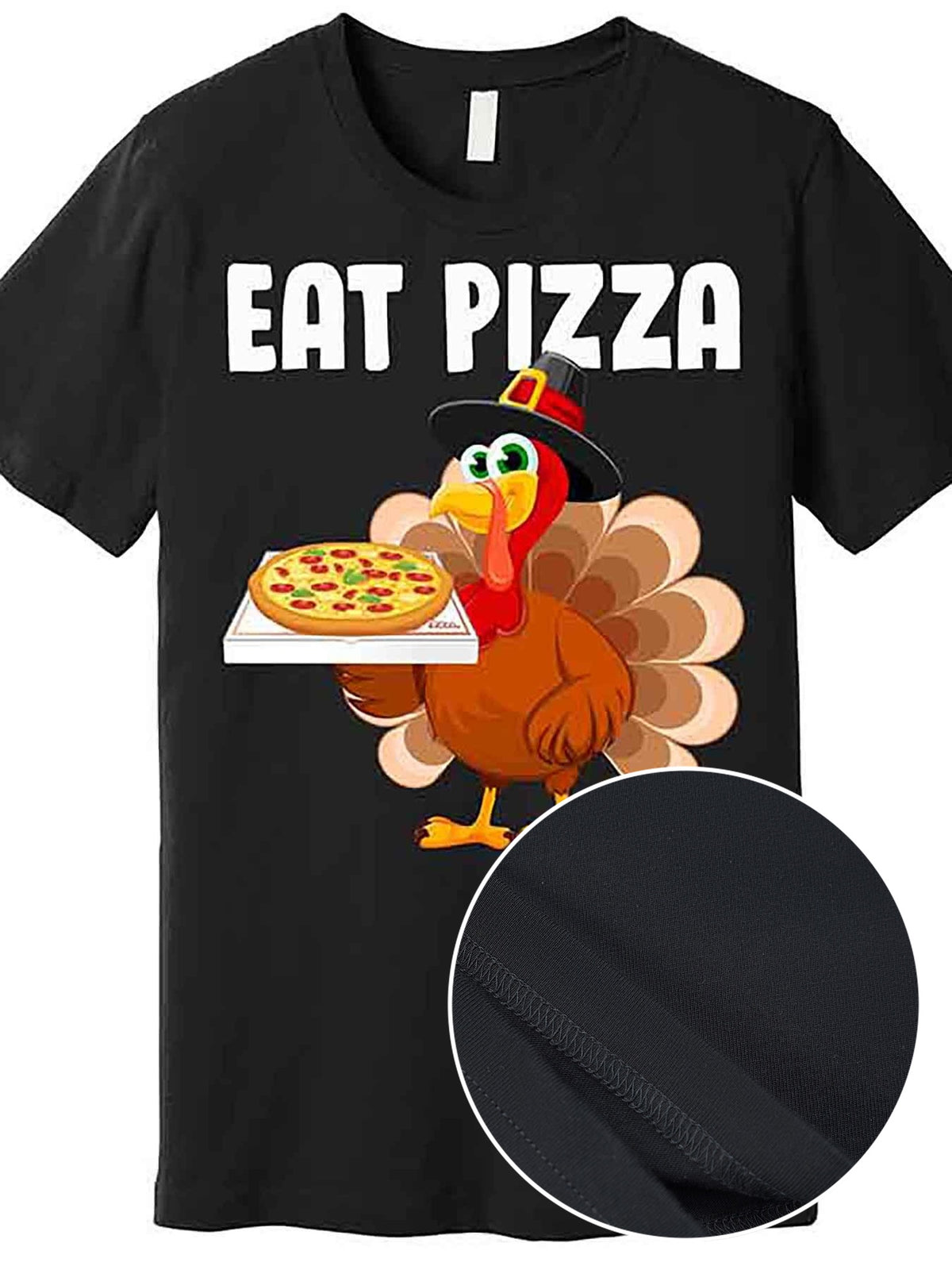 Turkey Eat Pizza Funny Premium T-Shirt 227172 funny Men'S Short Sleeve Graphic T-shirt Collection black AA