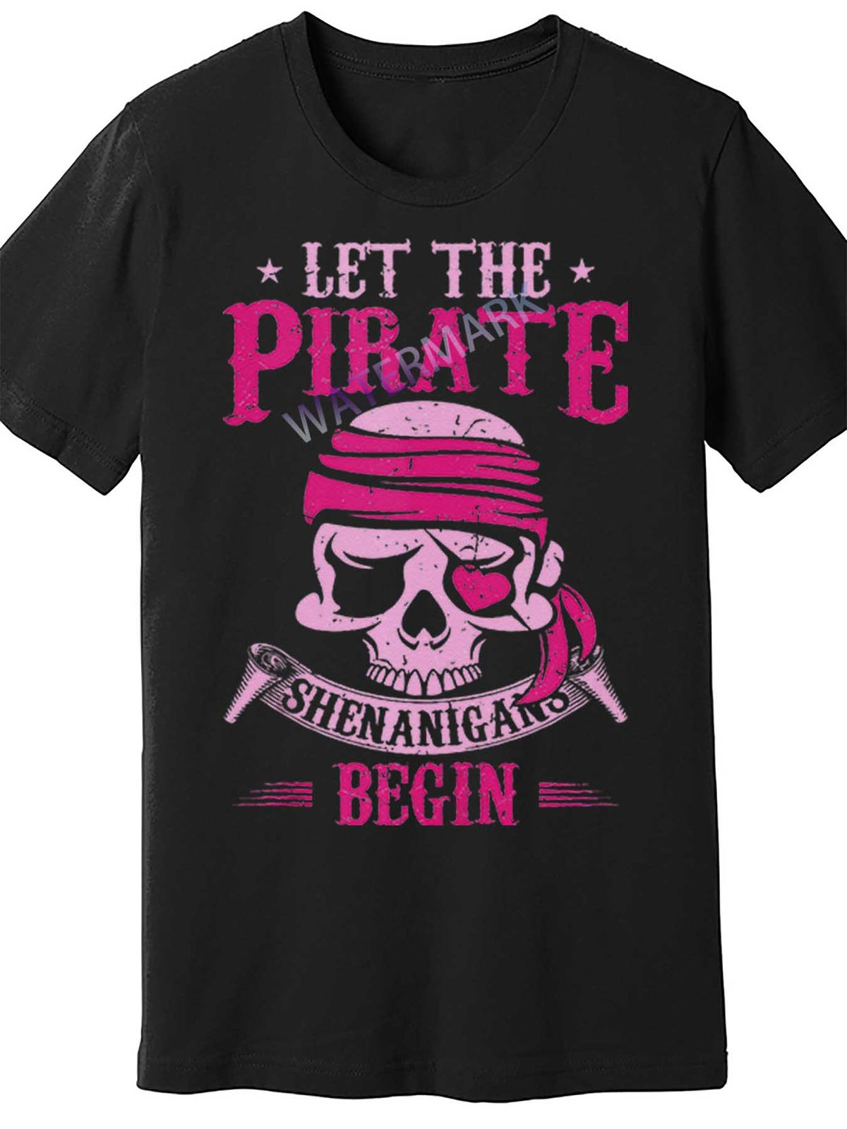 Men's Black Cotton Pirate Graphic T-Shirt - "Let the Pirate Shenanigans Begin" Funny Design, Short Sleeve, Crew Neck, Casual Fit, Machine Washable, Casual Wear | Crew Neck Shirt | Glossy Finish