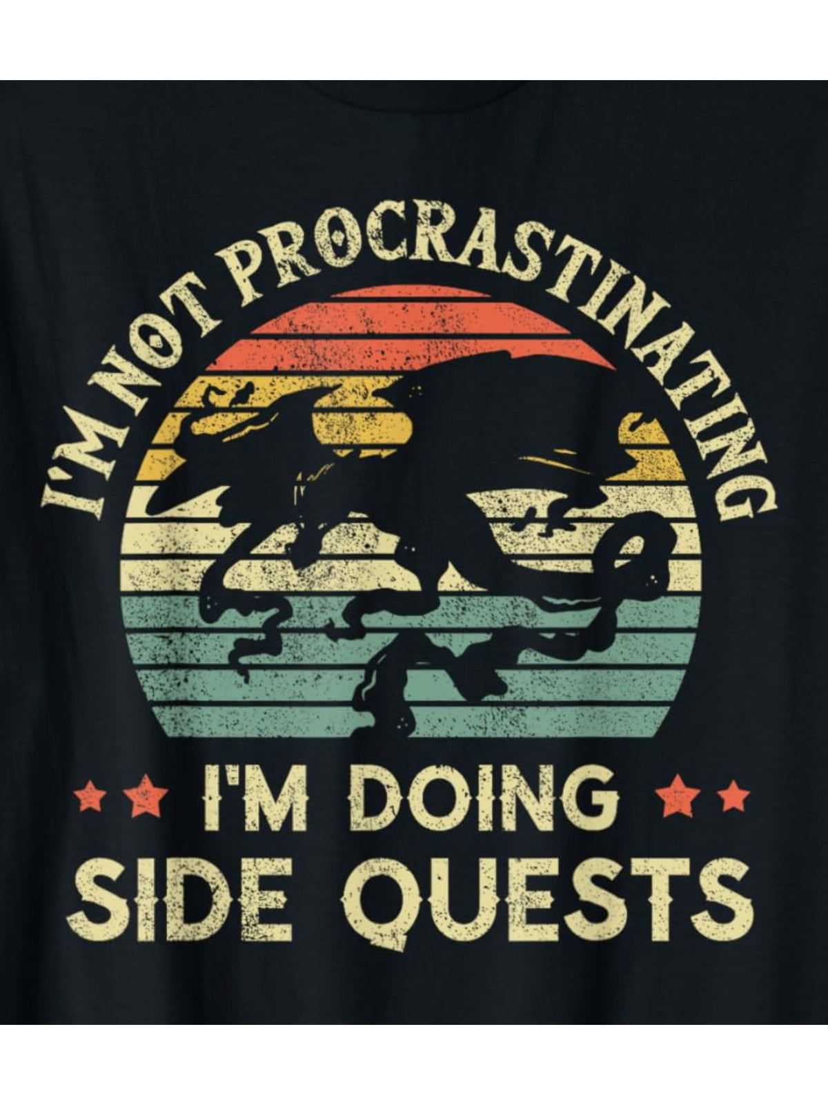 I'm Not Procrastinating I'm Doing Side Quests Retro Trendy Printed T-shirt, Men's Casual and Comfortable T-shirt Summer, Men's Short-sleeved Top for Everyday Activities Birthday Gift to Men