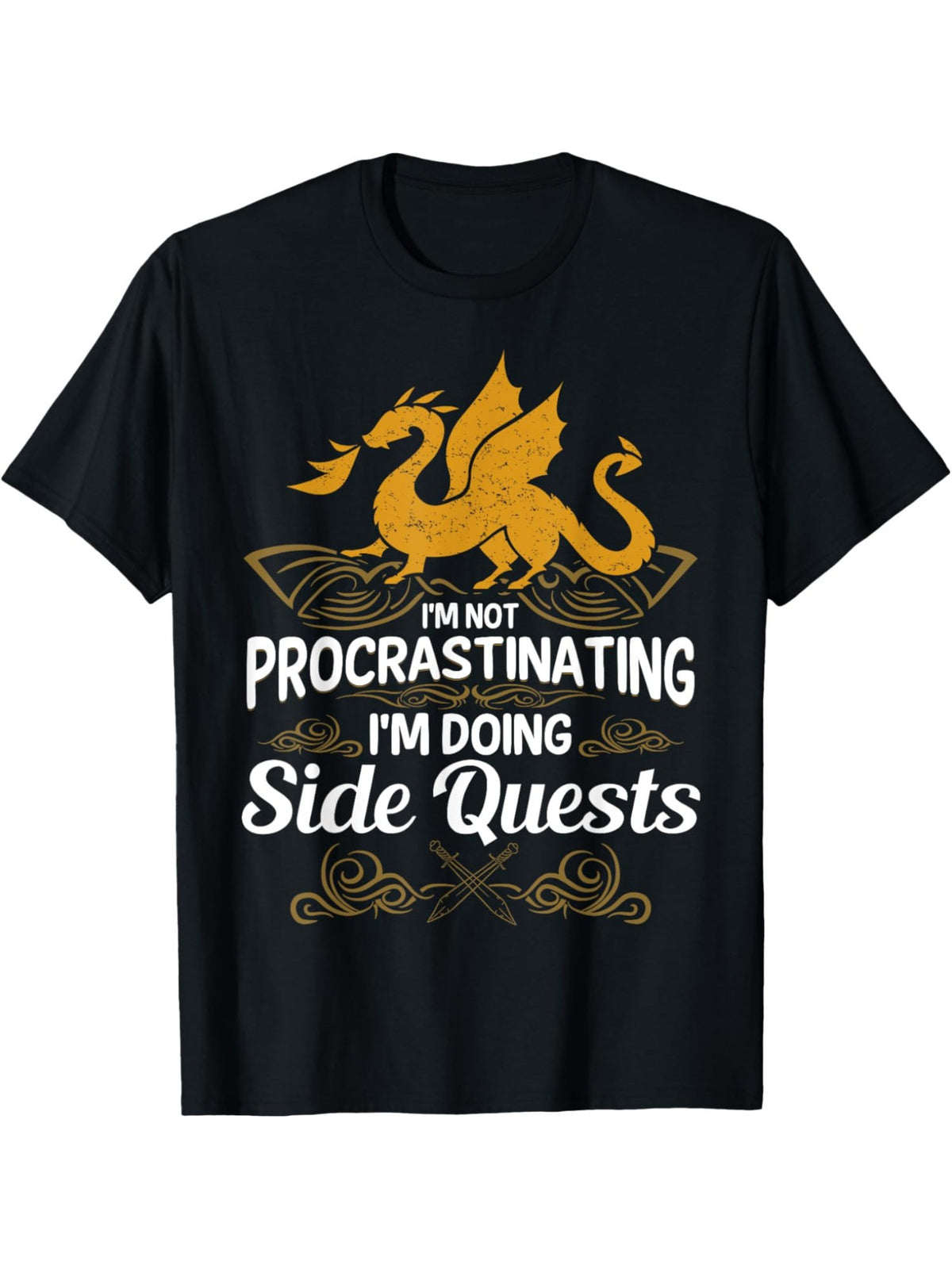 I'm Not Procrastinating I'm Doing Side Quests Retro Trendy Printed T-shirt, Men'S Casual and Comfortable T-shirt Summer, Men'S Short-sleeved Top for Everyday Activities Birthday Gift to Men