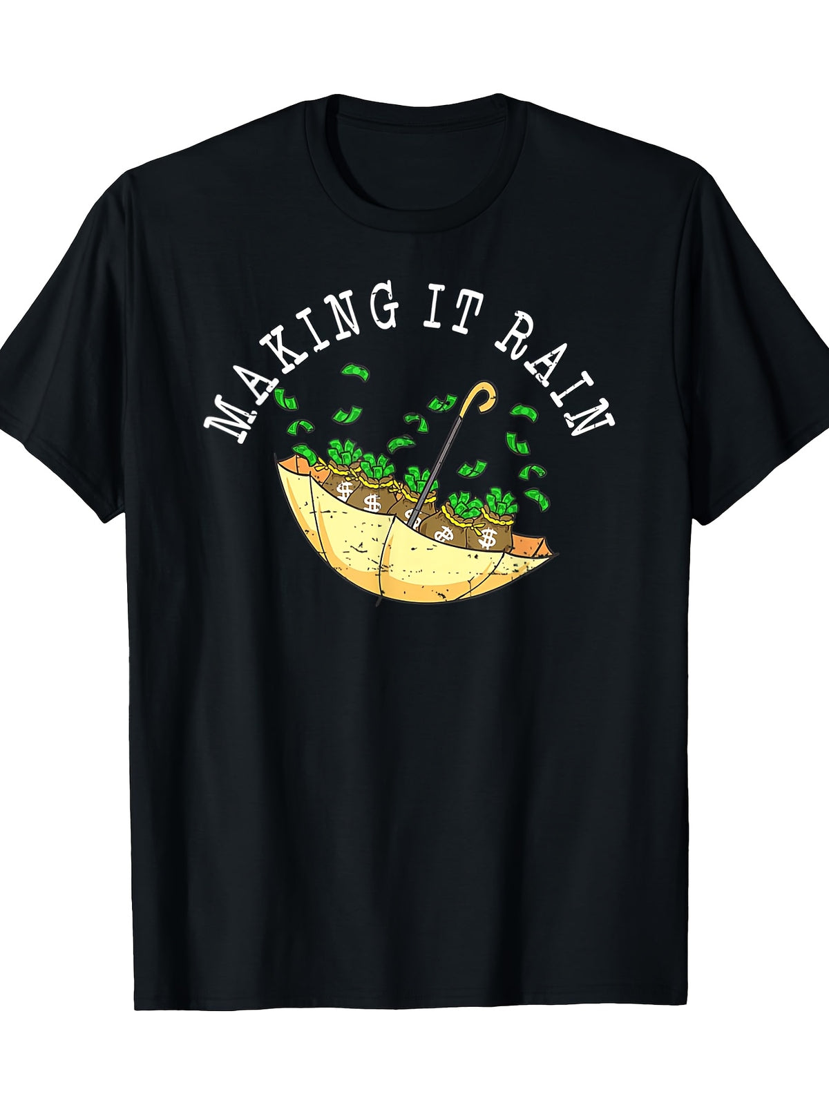 Retro Making It Rain Money Stacking Money Dollar Umbrella T-shirt 100% 180g