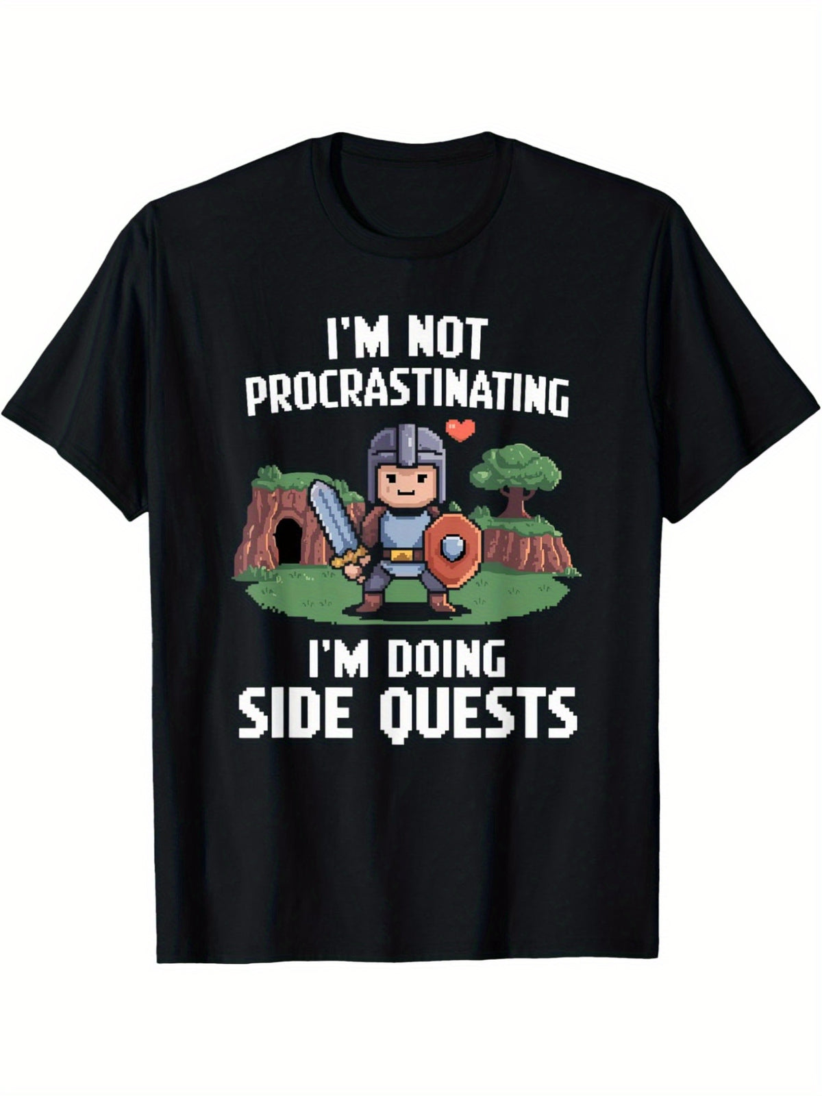 I'm Not Procrastinating I'm Doing Side Quests Retro Trendy Printed T-shirt, Men'S Casual and Comfortable T-shirt Summer, Men'S Short-sleeved Top for Everyday Activities Birthday Gift to Men