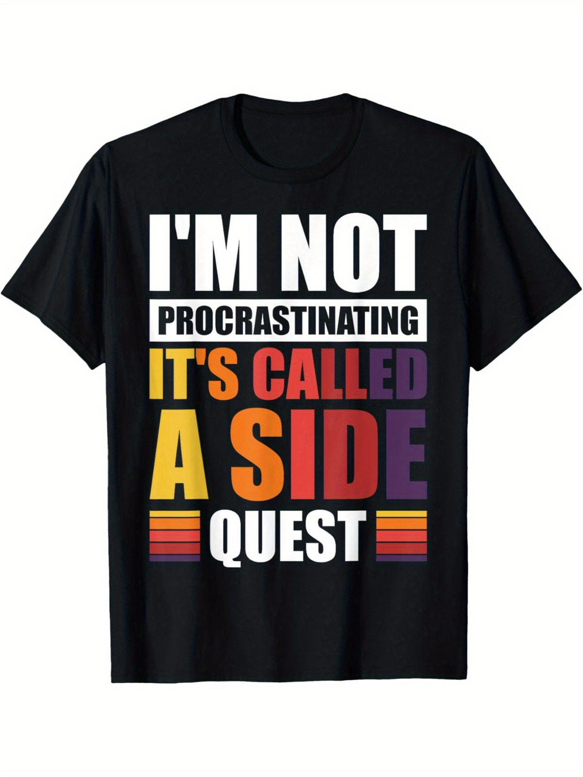 I'm Not Procrastinating I'm Doing Side Quests Retro Trendy Printed T-shirt, Men'S Casual and Comfortable T-shirt Summer, Men'S Short-sleeved Top for Everyday Activities Birthday Gift to Men