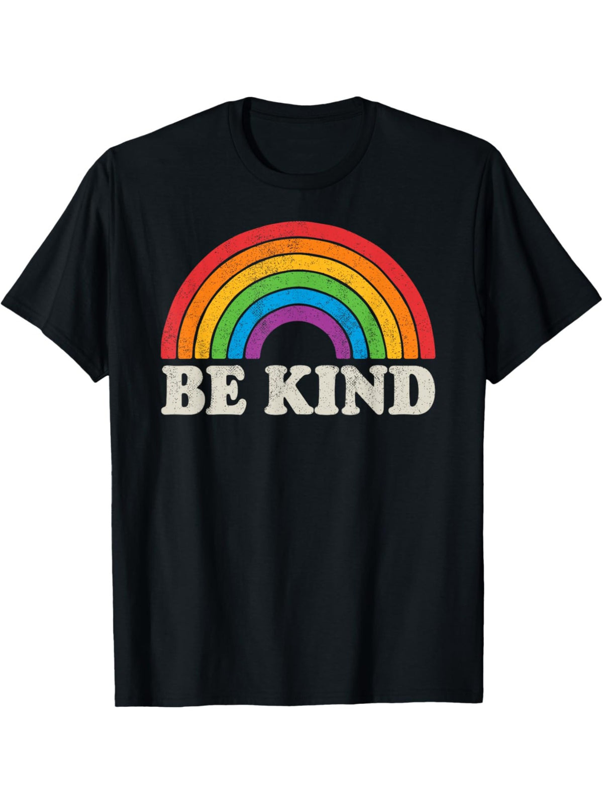 Be Kind Funny Rainbow Humor Vintage Printed T-shirt, Men's Casual and Comfortable T-shirt Summer, Men's Short-sleeved Top for Everyday Activities Birthday Gift to Men