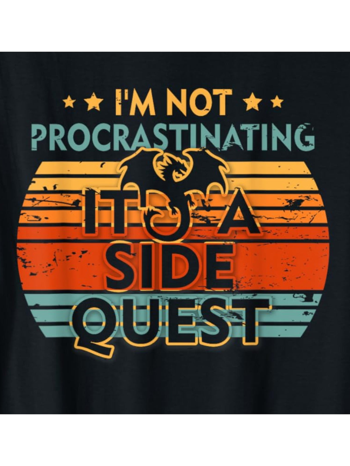 I'm Not Procrastinating I'm Doing Side Quests Retro Trendy Printed T-shirt, Men'S Casual and Comfortable T-shirt Summer, Men'S Short-sleeved Top for Everyday Activities Birthday Gift to Men