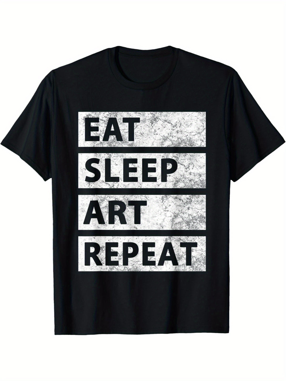 Art Painting Artist Gift Eat Sleep Art Retro Trendy Printed T-shirt, Men'S Casual and Comfortable T-shirt Summer, Men'S Short-sleeved Top for Everyday Activities Birthday Gift Valentine'S Day Gift to Men