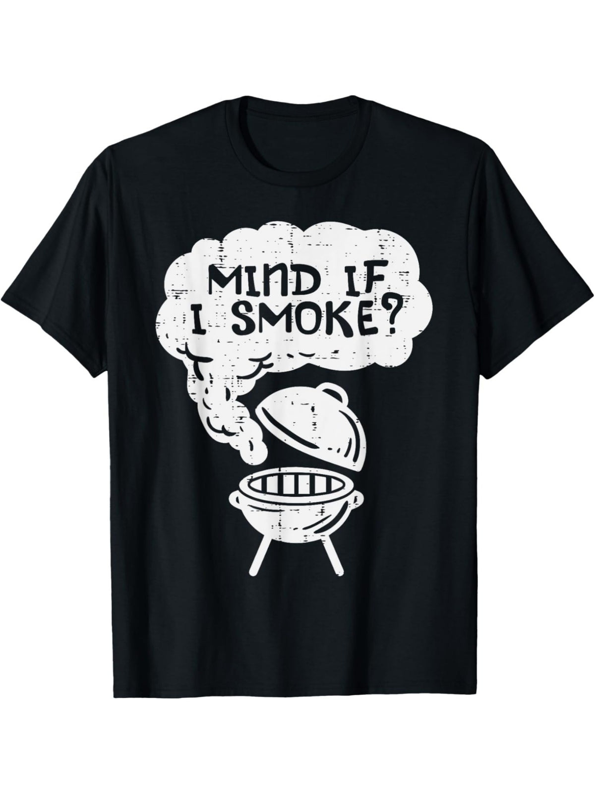 "Mind If I Smoke" Funny BBQ Steak Grill Lover Men's T-Shirt - Retro Printed, Casual & Comfortable Cotton Top for Summer, Short-Sleeved, Machine Washable, Perfect Birthday Gift