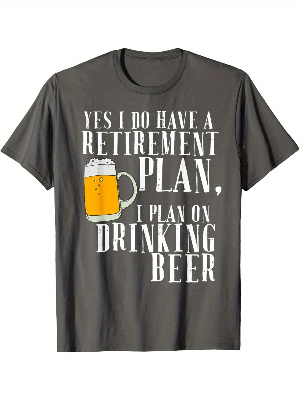 Funny Retirement Plan Beer T-Shirt for Men – "Yes, I Do Have a Retirement Plan: Drinking Beer" Graphic Tee, Casual Cotton Knit, Black with White Print, Loose Fit, Machine Washable, Perfect Gift for Retirees