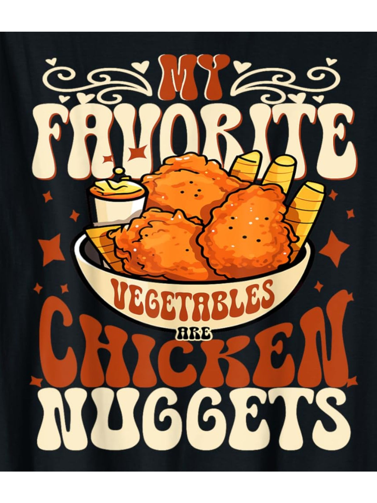 [Playful Charm] Men's Cotton Crew Neck T-Shirt, Casual Style, Regular Fit, with "My Favorite Vegetables Are Chicken Nuggets" Print, for Summer Knit Fabric Tee