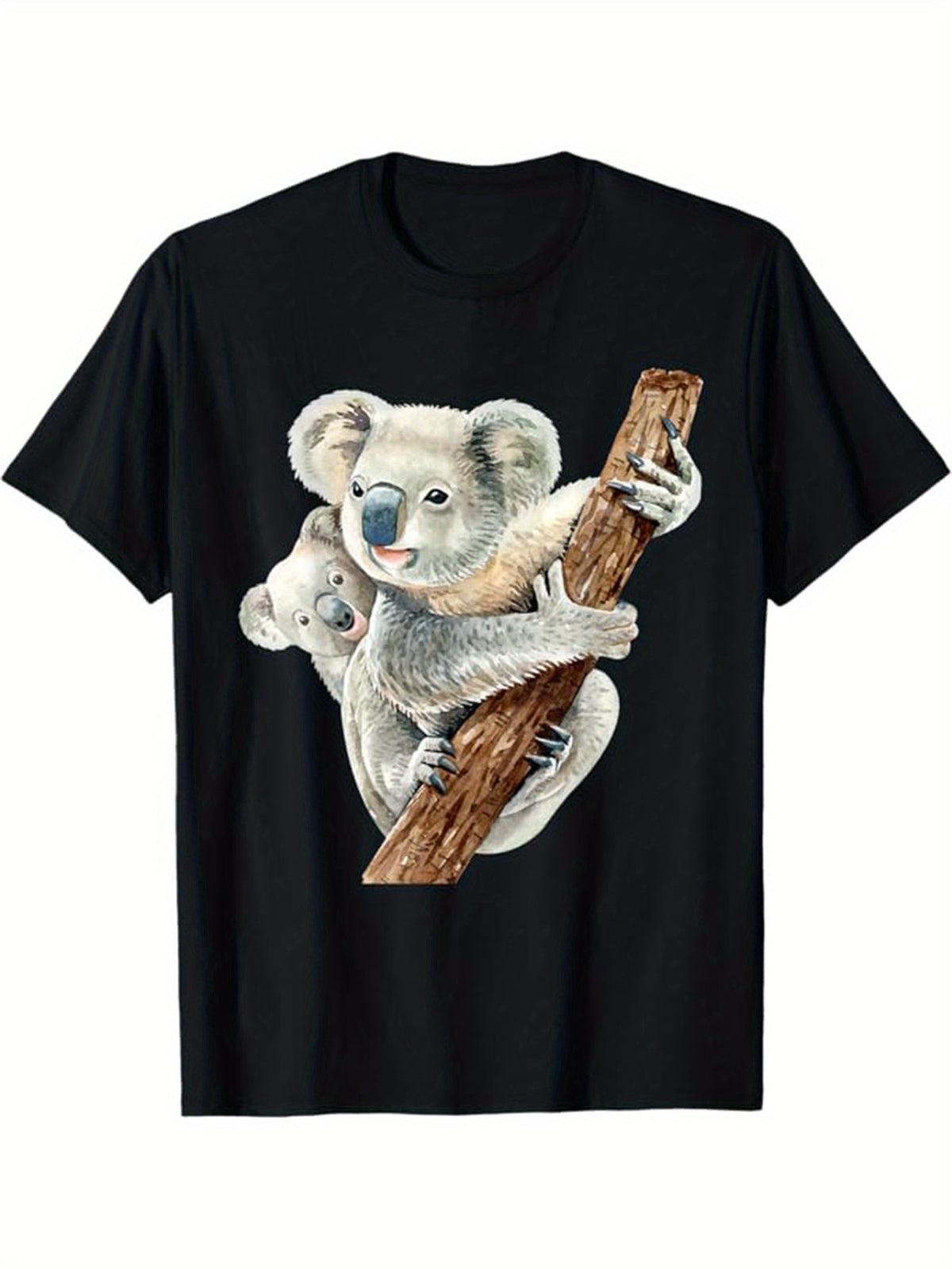 koala Printed, Men's Cotton T-shirt, Graphic Tee Men's Outdoor Clothes, Men's Clothing, Casual Short Sleeve Crew Neck T-shirt, Tops For Men, Gift For Men