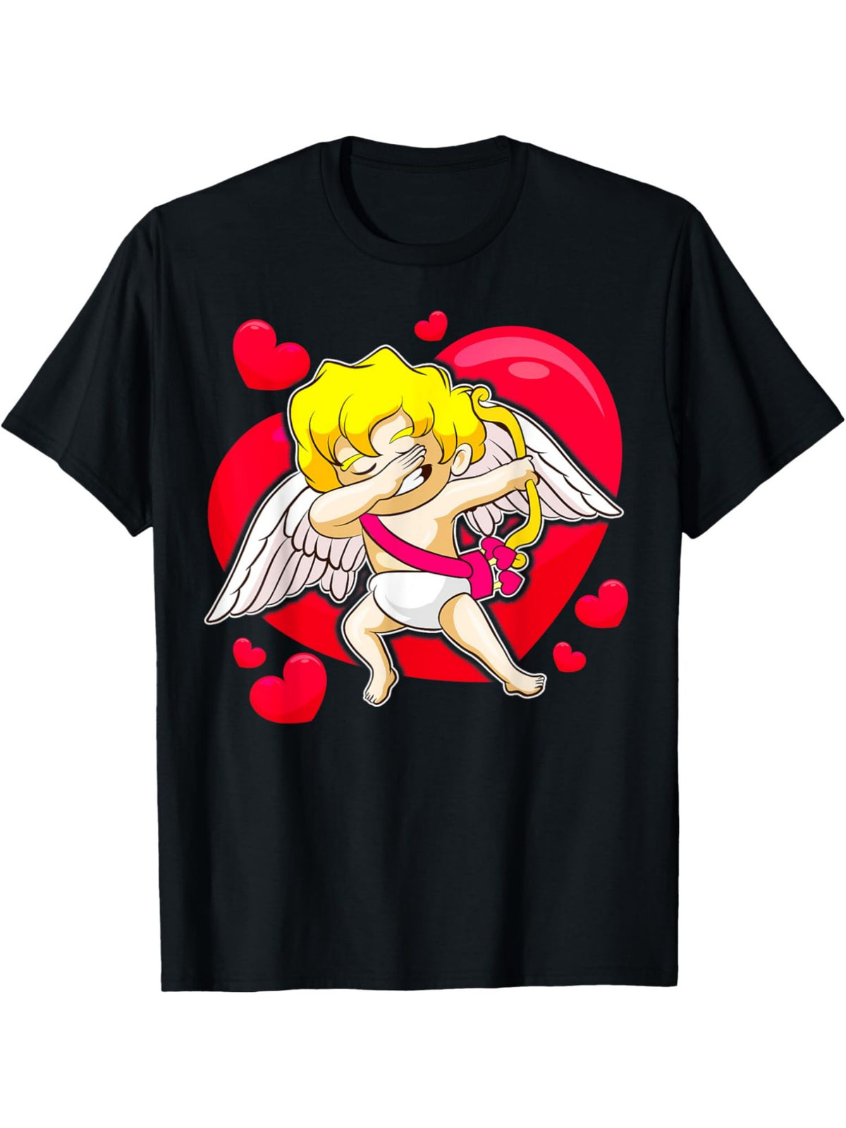 Cupid Dabbing Dance Funny Valentine'S Day Quotes Retro Trendy Printed T-shirt, Men'S Casual and Comfortable T-shirt Summer, Men'S Short-sleeved Top for Everyday Activities Birthday Gift Valentine'S Day Gift to Men