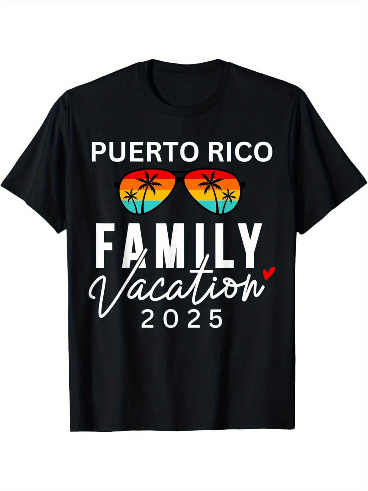 Puerto Rico Family Vacation 2025 Retro Trendy Printed T-shirt, Men's Casual and Comfortable T-shirt Summer, Men's Short-sleeved Top for Everyday Activities Birthday Gift to Men