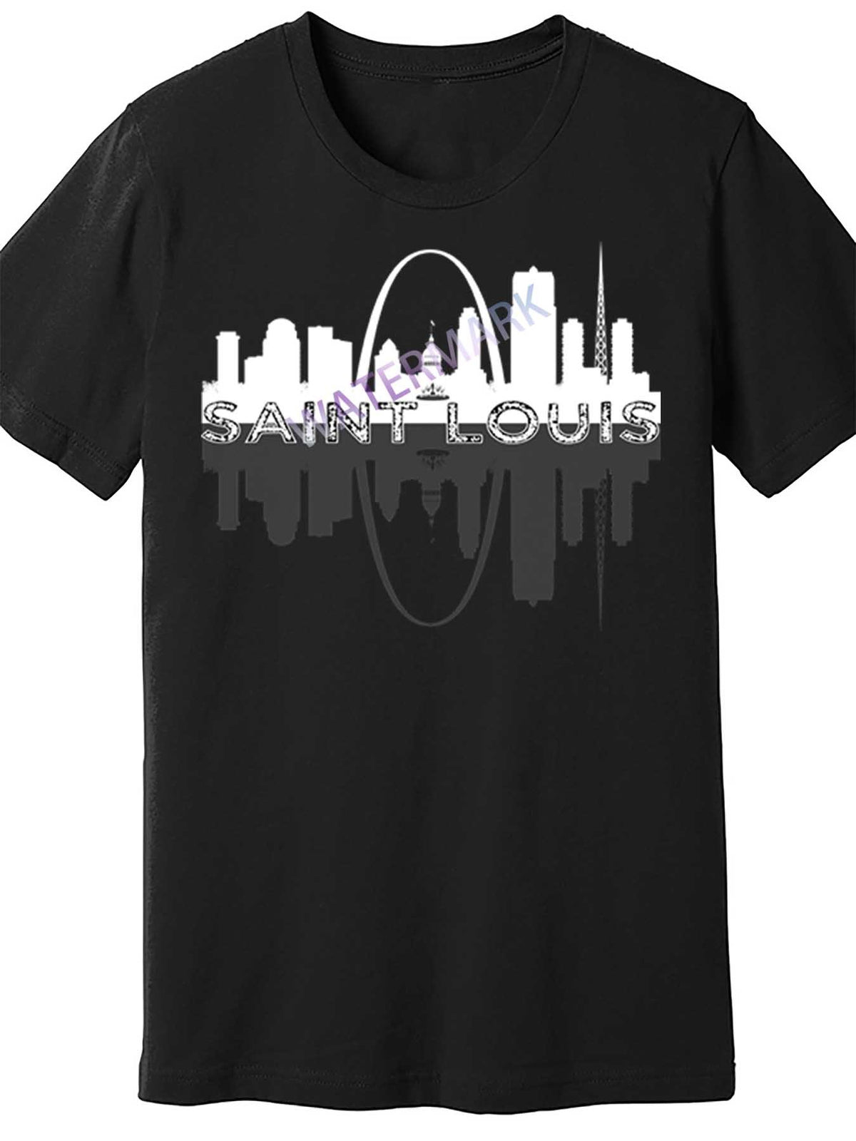 [Lightweight Design] St. Louis Skyline Art Graphic Men's Short Sleeve T-Shirt - Black, Gateway Arch Design, 100% Cotton, Casual Fit, Machine Washable, Round Neck, Regular Fit for All Seasons