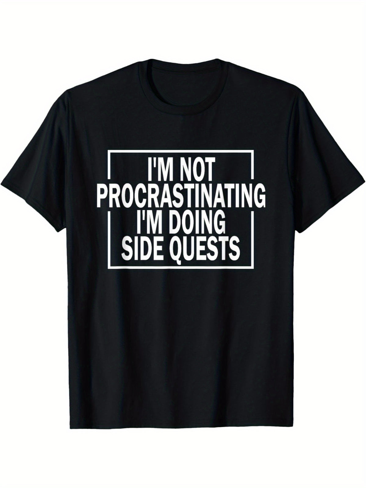 I'm Not Procrastinating I'm Doing Side Quests Retro Trendy Printed T-shirt, Men'S Casual and Comfortable T-shirt Summer, Men'S Short-sleeved Top for Everyday Activities Birthday Gift to Men
