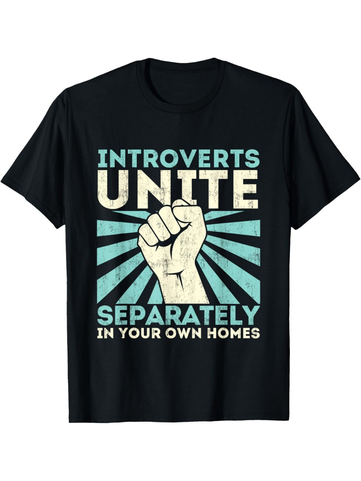 Men's Retro Printed T-Shirt - Funny 'Introverts Unite Separately' Design, 100% Cotton, Comfortable Short-Sleeved Top for Everyday and Birthday Gift, Antisocial, Trendy, Summer