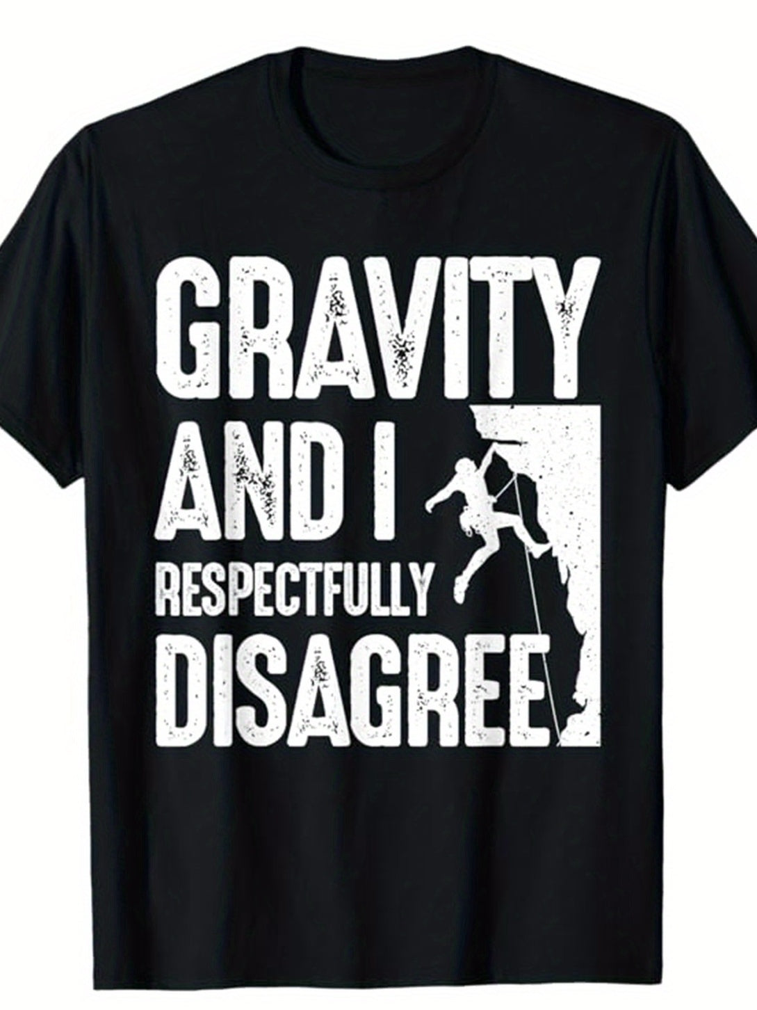 Climbing Printed Men's Cotton Graphic T-shirt, Casual Short Sleeve Crew Neck T-shirt, Men's Tee For Outdoor
