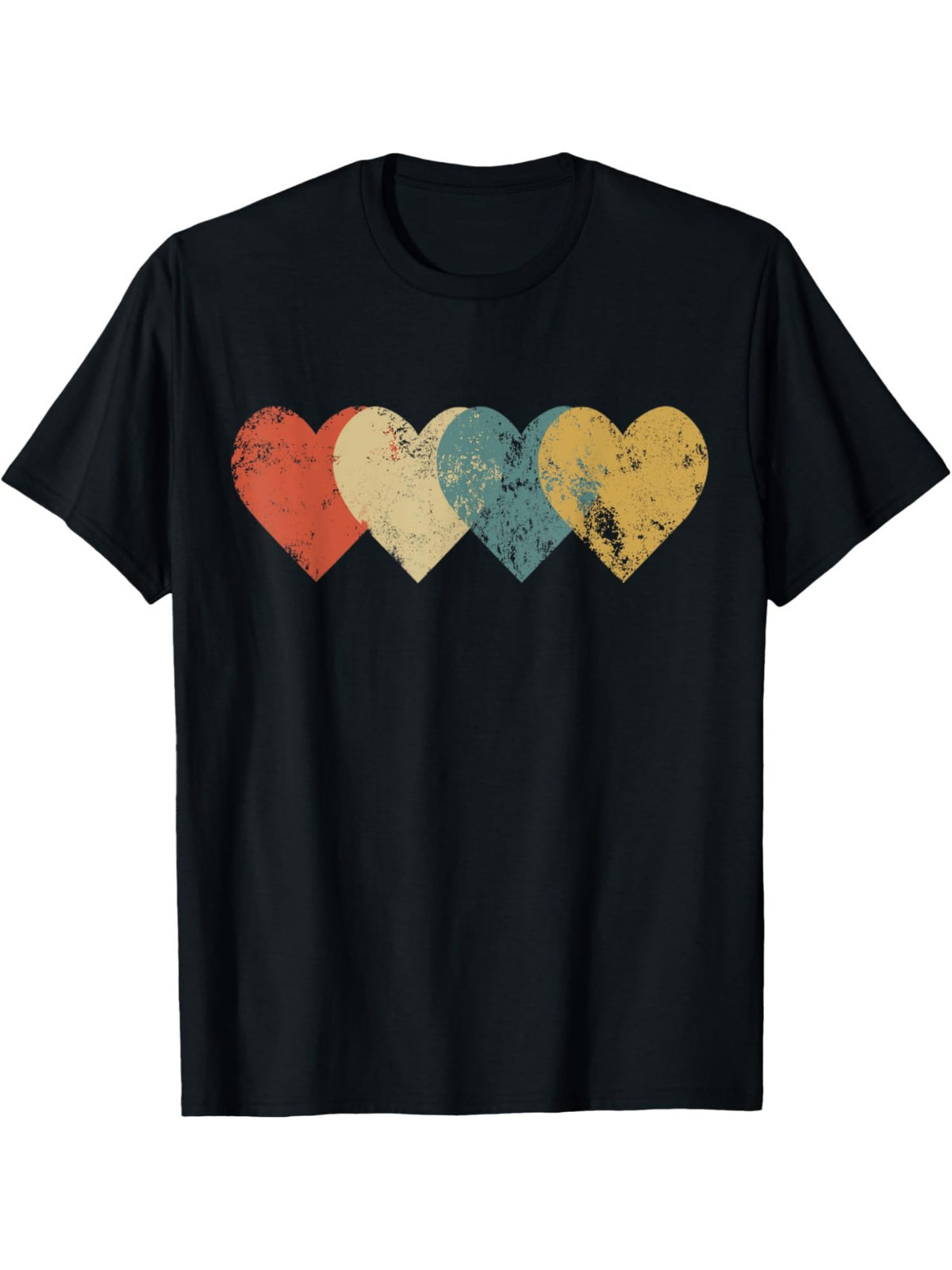 Vintage Hearts Cool Retro Valentines Day Gift Humor Vintage Printed T-shirt, Men'S Casual and Comfortable T-shirt Summer, Men'S Short-sleeved Top for Everyday Activities Birthday Gift to Men