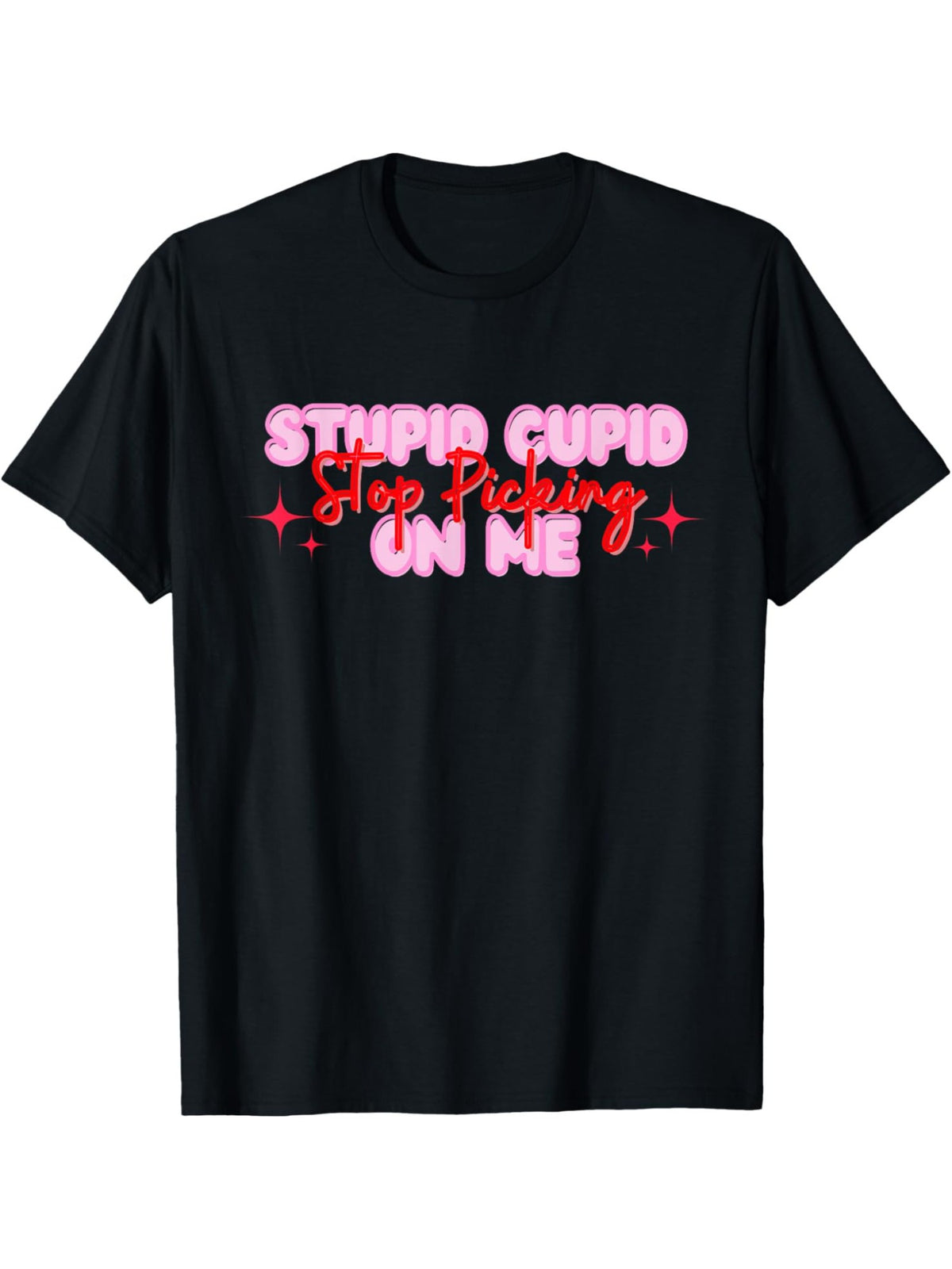 Stupid Cupid Stop Picking On Me Retro Trendy Printed T-shirt, Men's Casual and Comfortable T-shirt Summer, Men's Short-sleeved Top for Everyday Activities Birthday Gift to Men