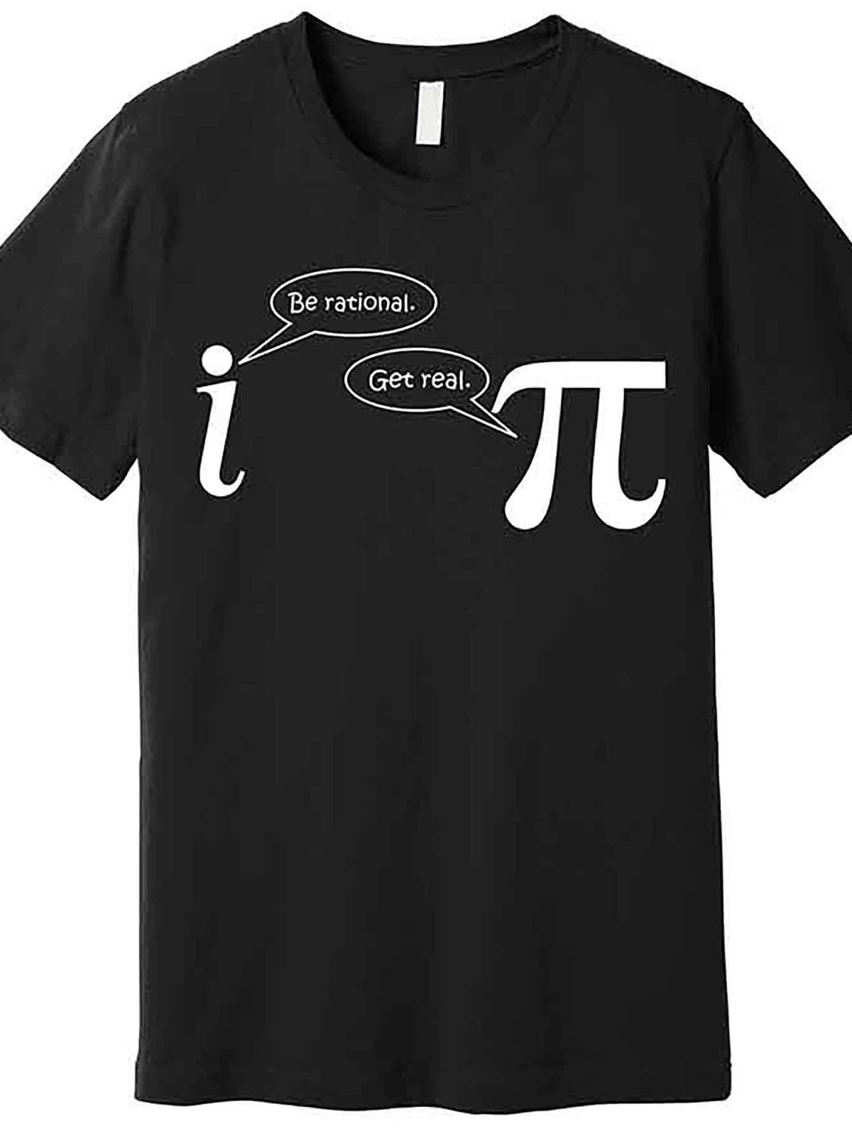 [Clever Wit] Men’s Funny Pi Graphic T-Shirt - "Be Rational Get Real" Design, Black Cotton Short Sleeve Tee, Casual & Comfortable Fit, Machine Washable, Everyday Tshirt | Graphic Tee | Shirt, T Shirt