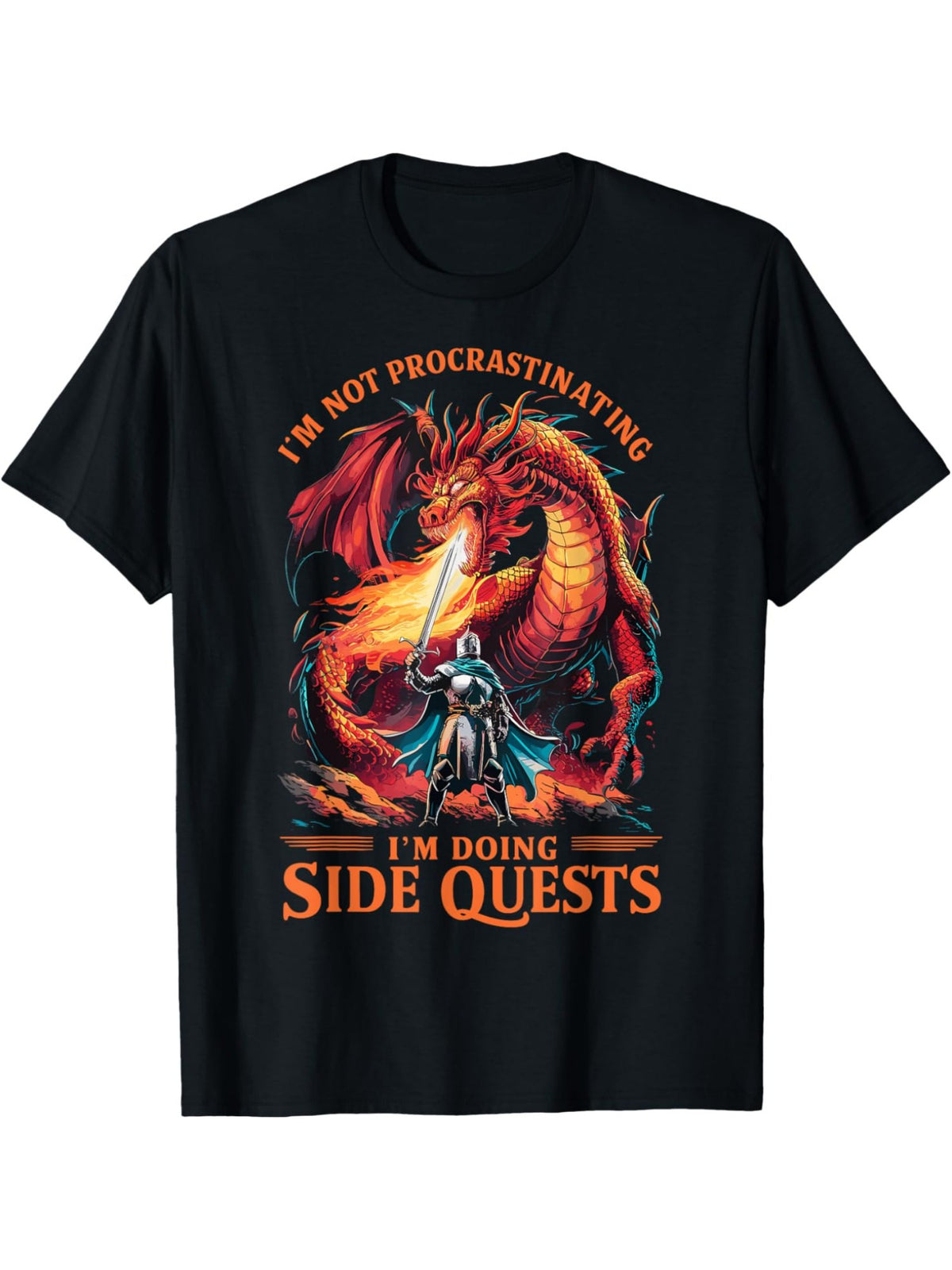 Men's 'I'm Not Procrastinating, I'm Doing Side Quests' Retro Printed T-Shirt - 100% Cotton, Comfortable Short-Sleeved Top for Daily Wear and Birthday Gift