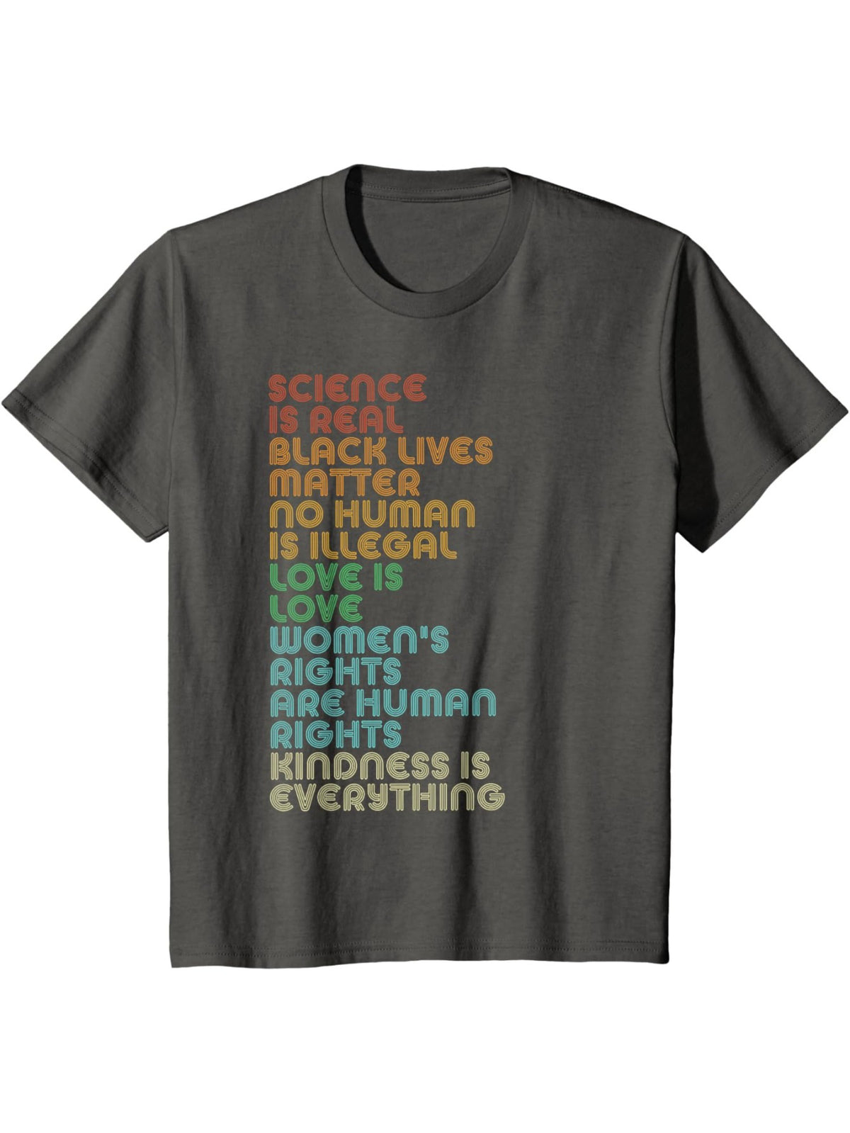 EWH Vintage-Inspired 'Science Is Real' Graphic Tee - 100% Cotton, Casual Loose Fit, Machine Washable, All-Season Round Neck T-Shirt with Colorful Typography, Black Lives Matter Message for Adults